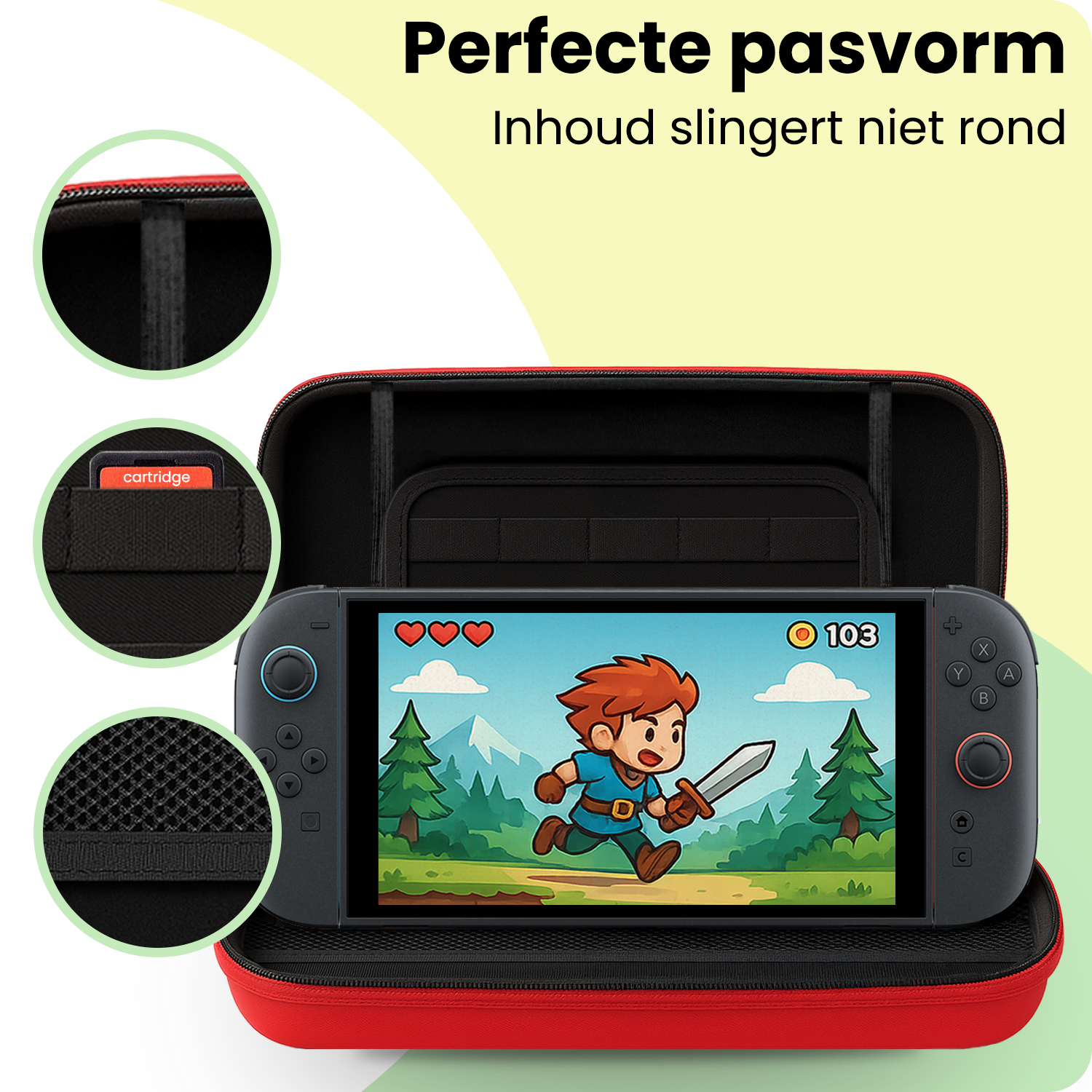 BASEY. BASEY. Nintendo Switch 2 Hoesje Handvat Met Screenprotector - Rood