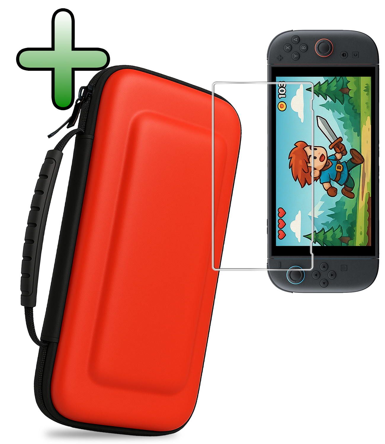 BASEY. BASEY. Nintendo Switch 2 Hoesje Handvat Met Screenprotector - Rood