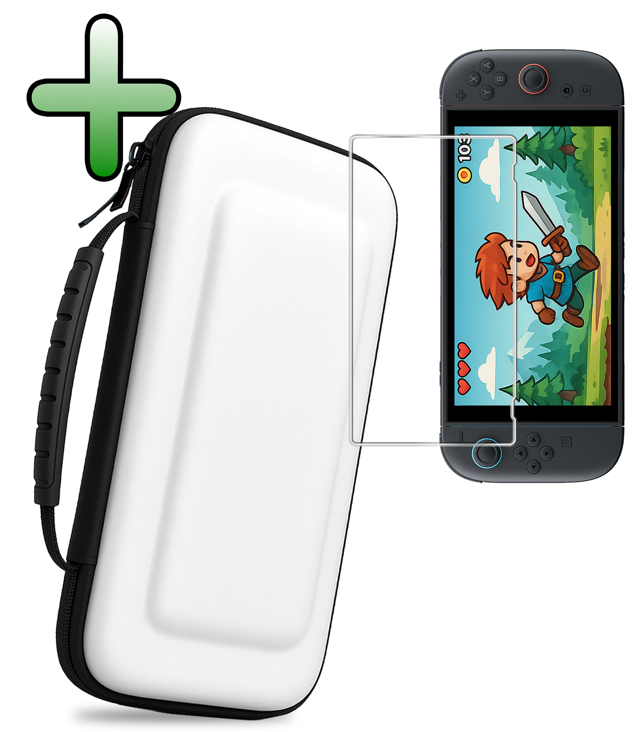 BASEY. BASEY. Nintendo Switch 2 Hoesje Handvat Met Screenprotector - Wit