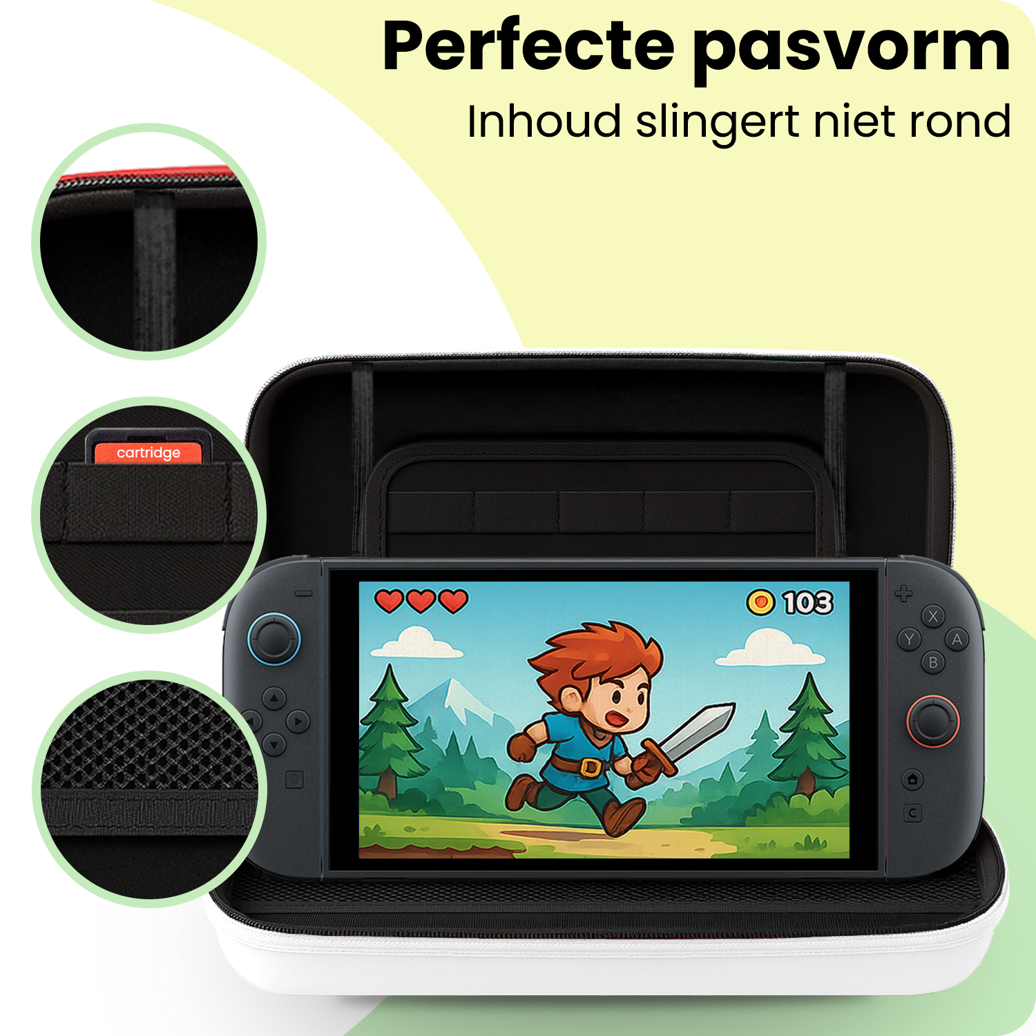 BASEY. BASEY. Nintendo Switch 2 Hoesje Handvat Met Screenprotector - Wit