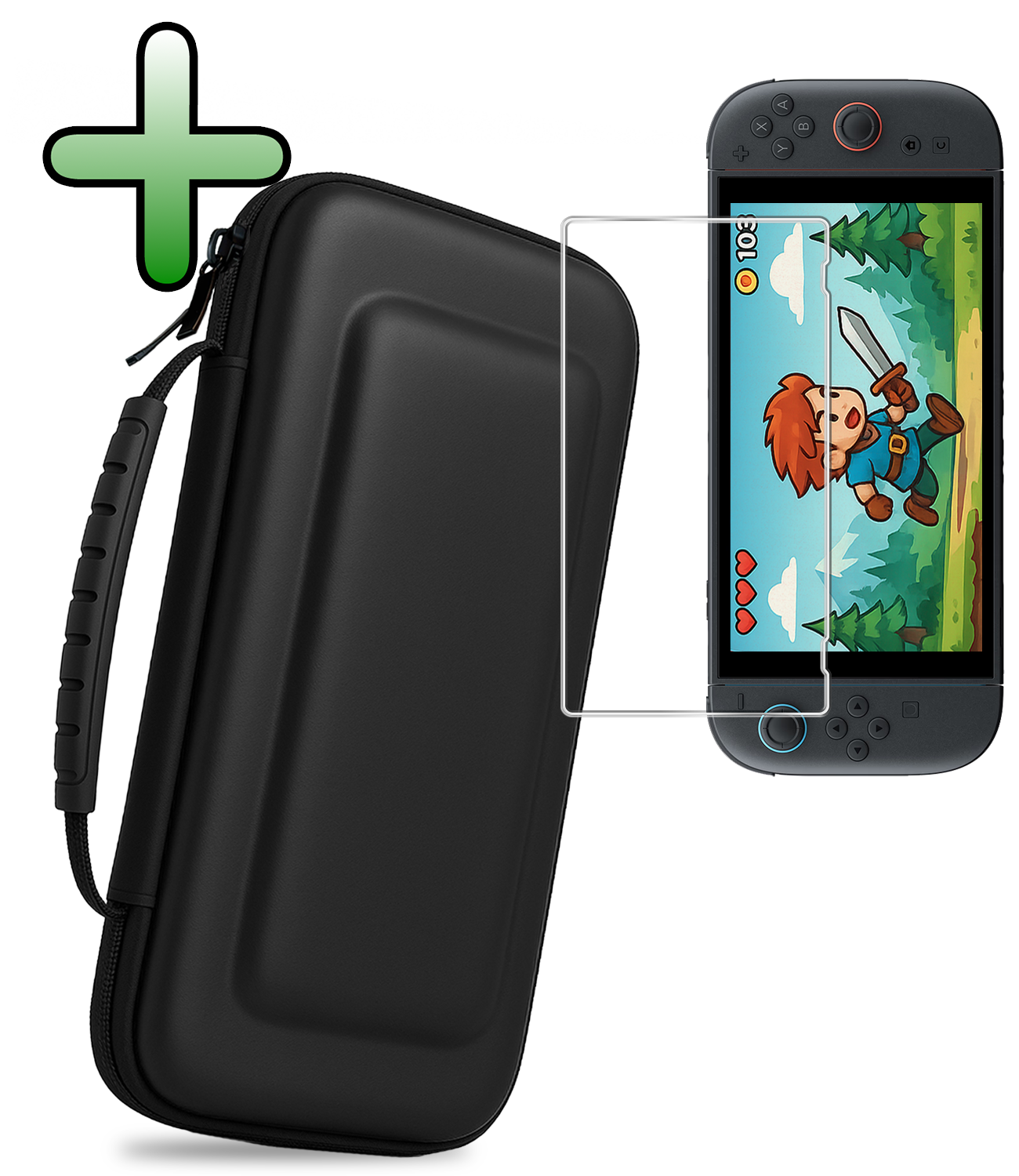 BASEY. BASEY. Nintendo Switch 2 Hoesje Handvat Met Screenprotector - Zwart