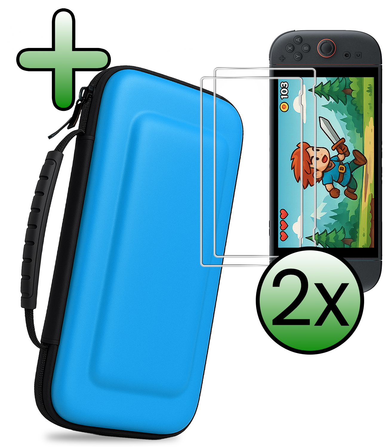 BASEY. BASEY. Nintendo Switch 2 Hoesje Handvat Met Screenprotector - Blauw
