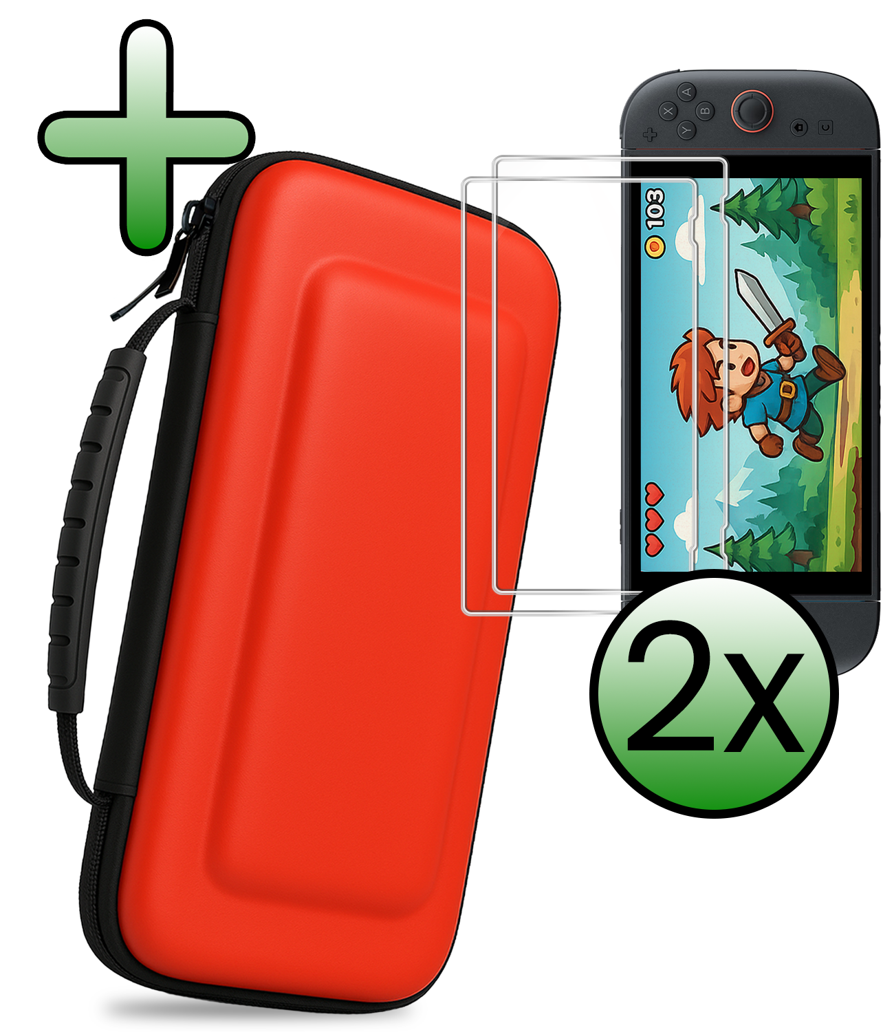 BASEY. BASEY. Nintendo Switch 2 Hoesje Handvat Met Screenprotector - Rood