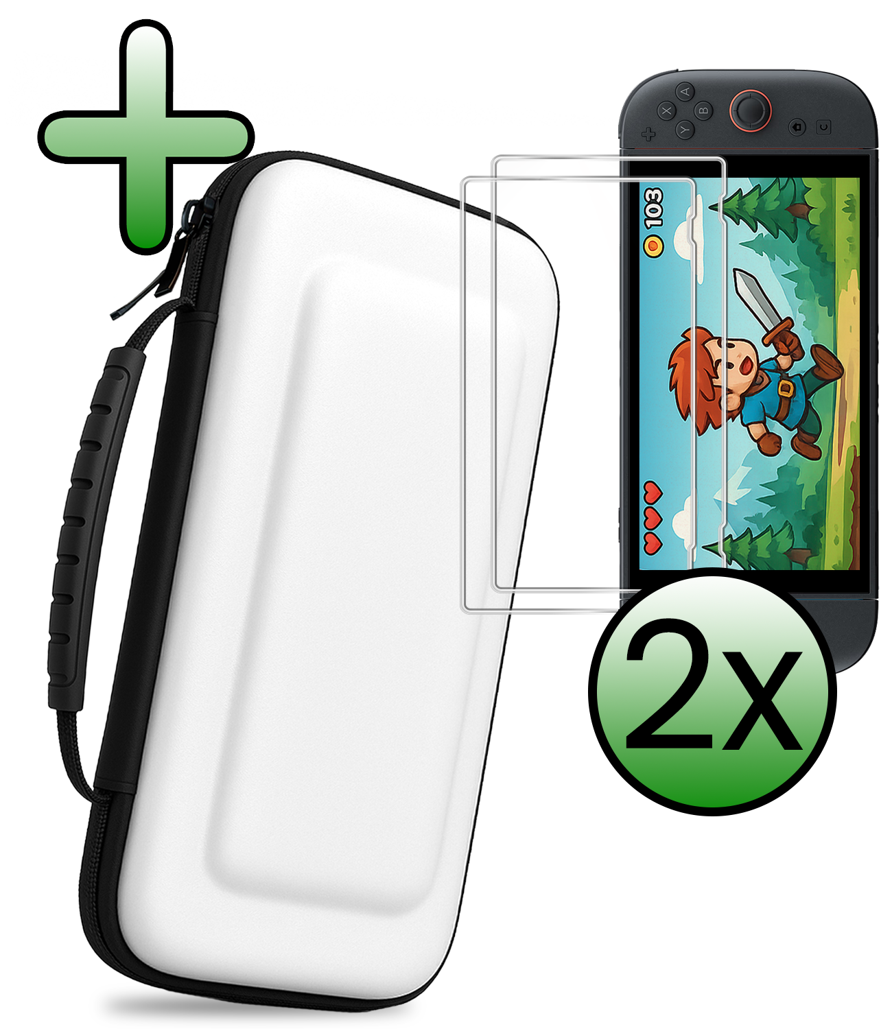 BASEY. BASEY. Nintendo Switch 2 Hoesje Handvat Met Screenprotector - Wit