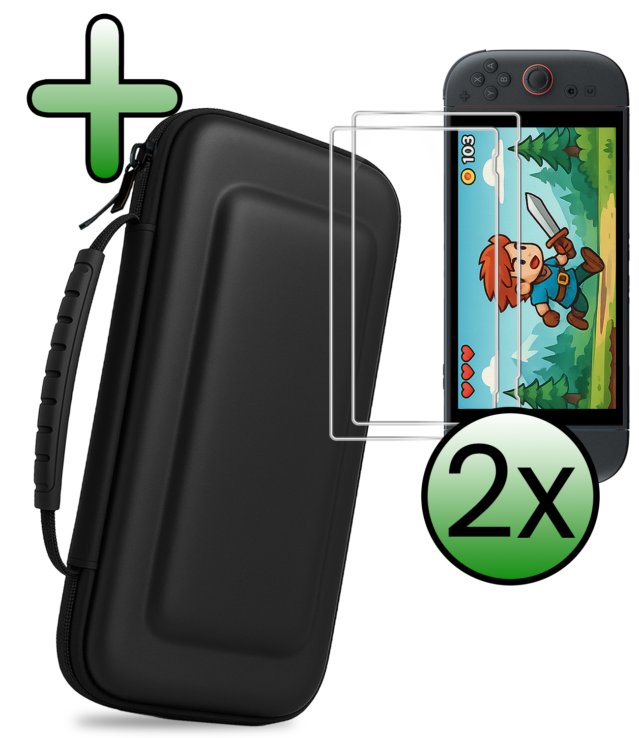 BASEY. BASEY. Nintendo Switch 2 Hoesje Handvat Met Screenprotector - Zwart