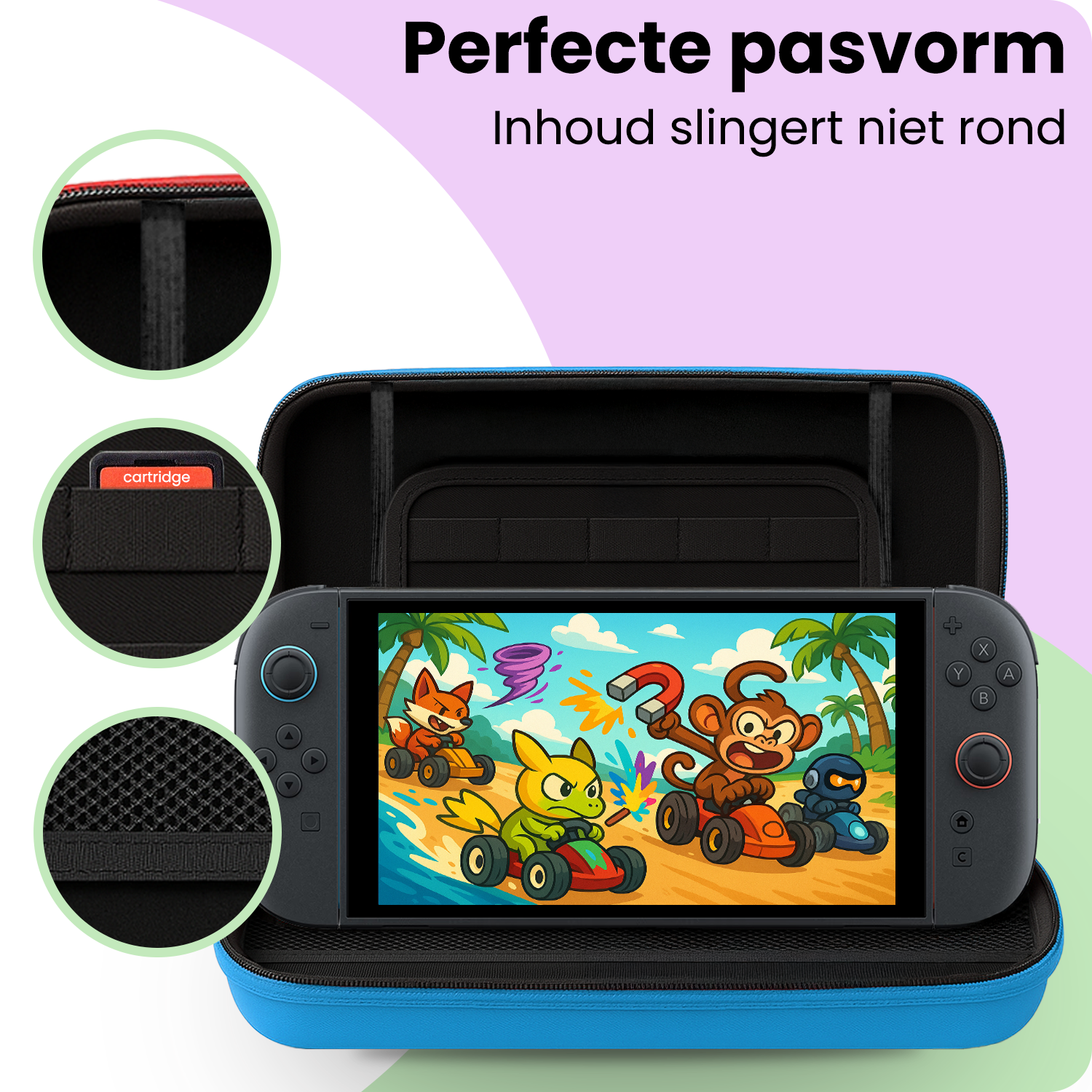 NoXx NoXx Nintendo Switch 2 Hoesje Handvat Met Screenprotector - Blauw