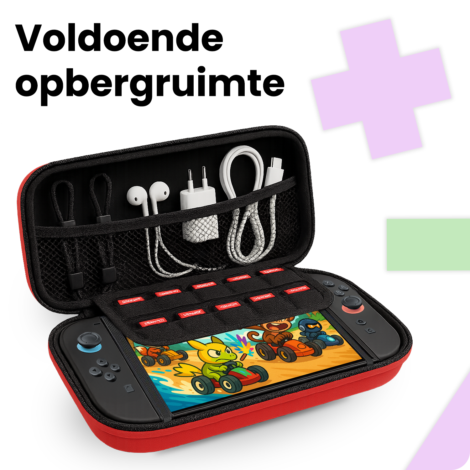 NoXx NoXx Nintendo Switch 2 Hoesje Handvat Met Screenprotector - Rood