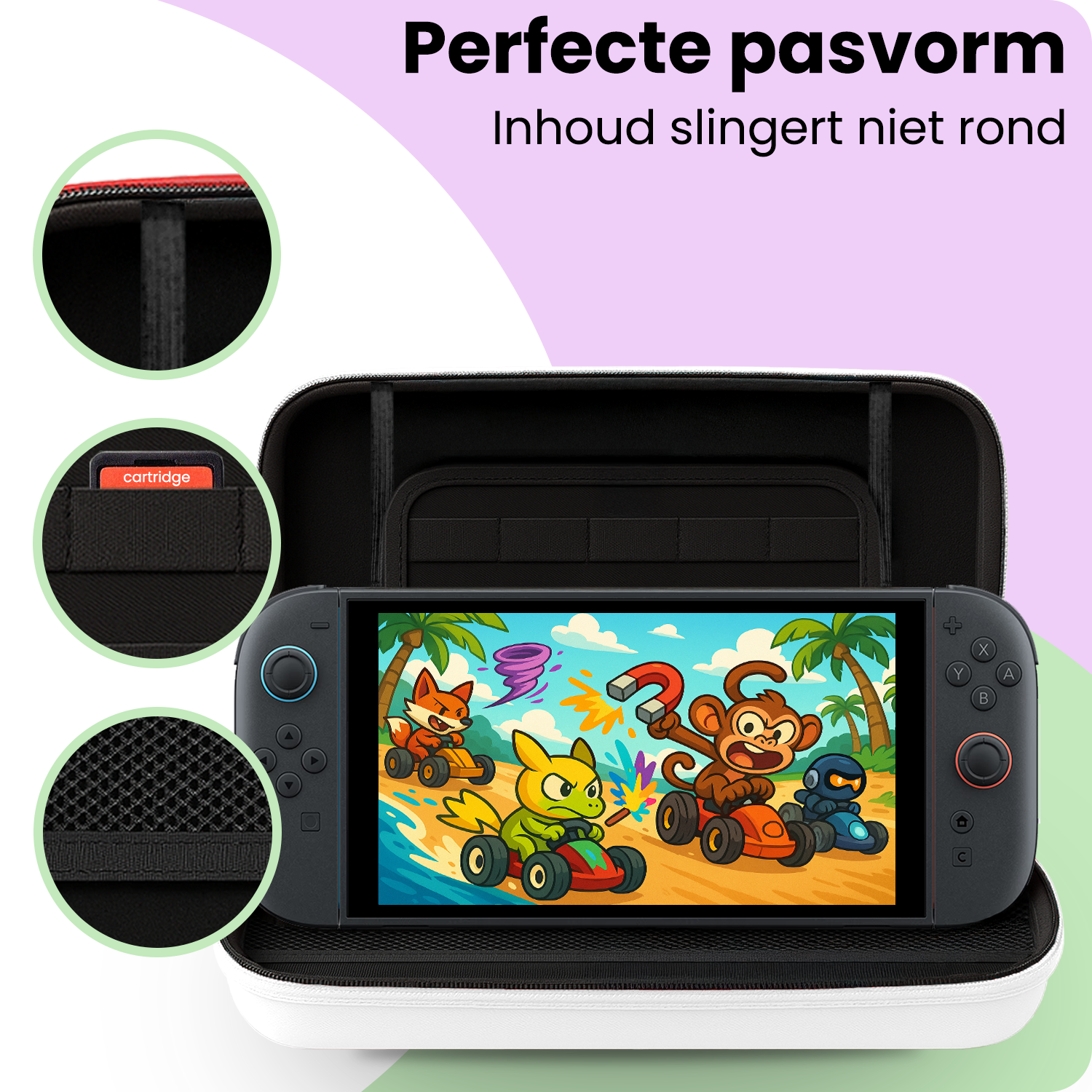 NoXx NoXx Nintendo Switch 2 Hoesje Handvat Met Screenprotector - Wit