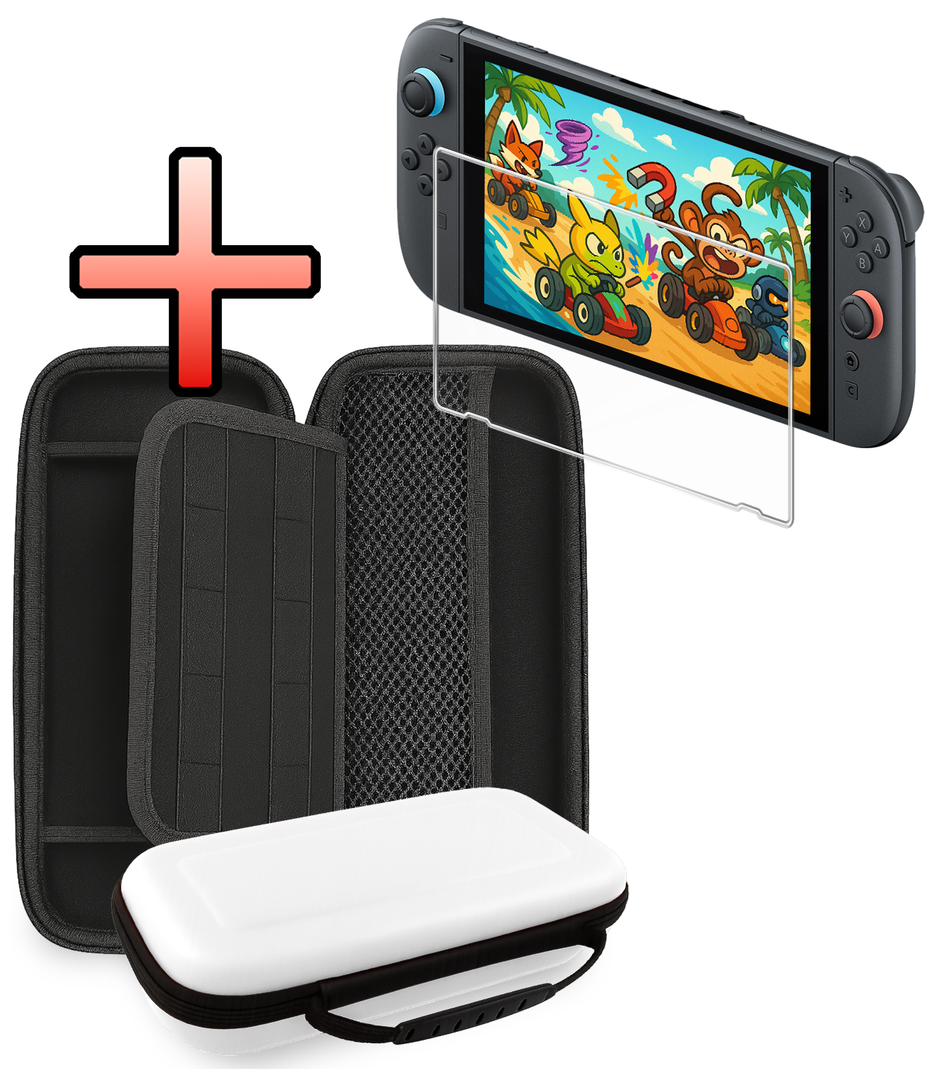NoXx NoXx Nintendo Switch 2 Hoesje Handvat Met Screenprotector - Wit
