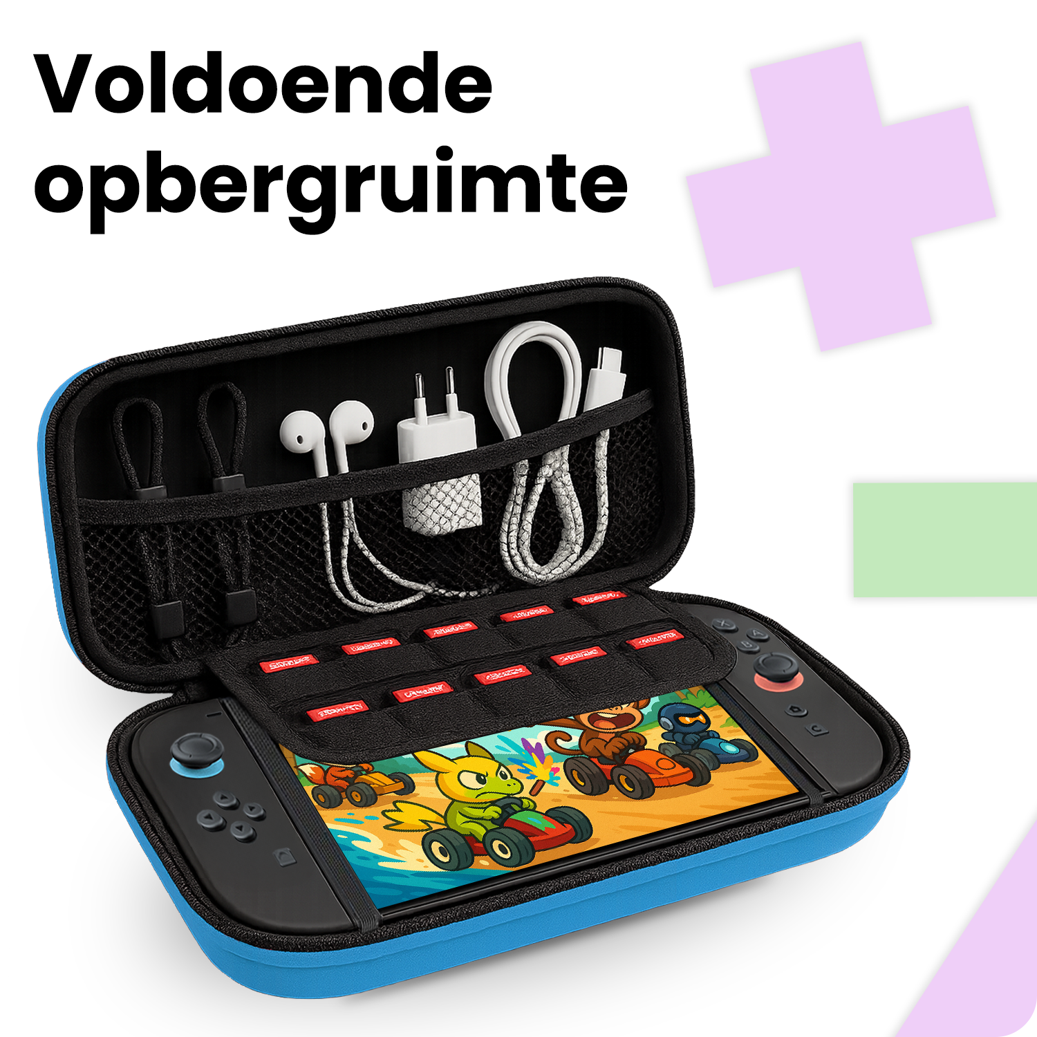 NoXx NoXx Nintendo Switch 2 Hoesje Handvat Met Screenprotector - Blauw