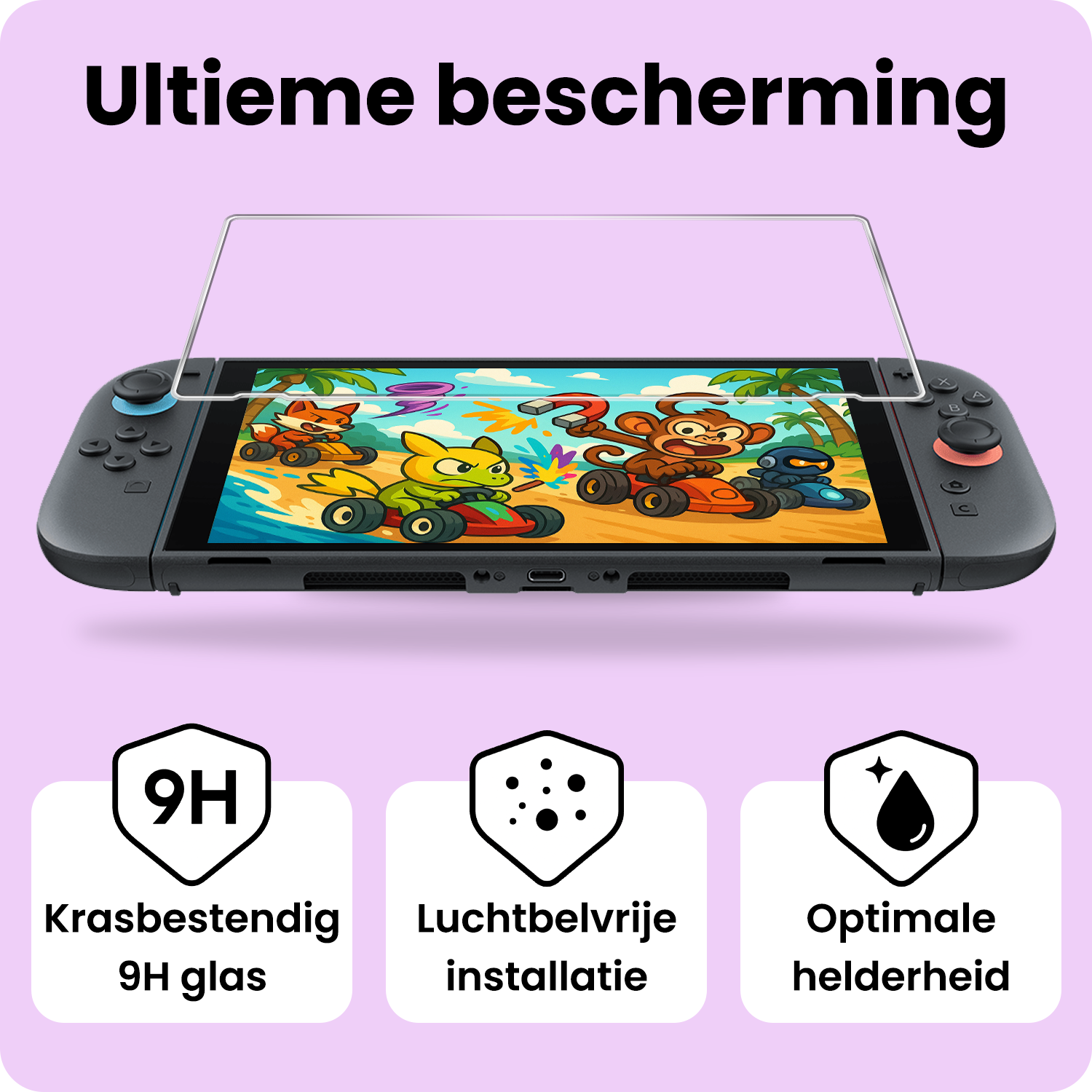 NoXx NoXx Nintendo Switch 2 Hoesje Handvat Met Screenprotector - Rood