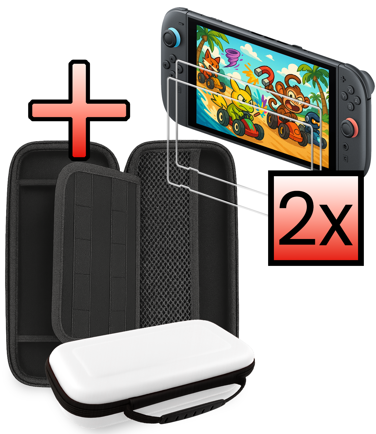 NoXx NoXx Nintendo Switch 2 Hoesje Handvat Met Screenprotector - Wit