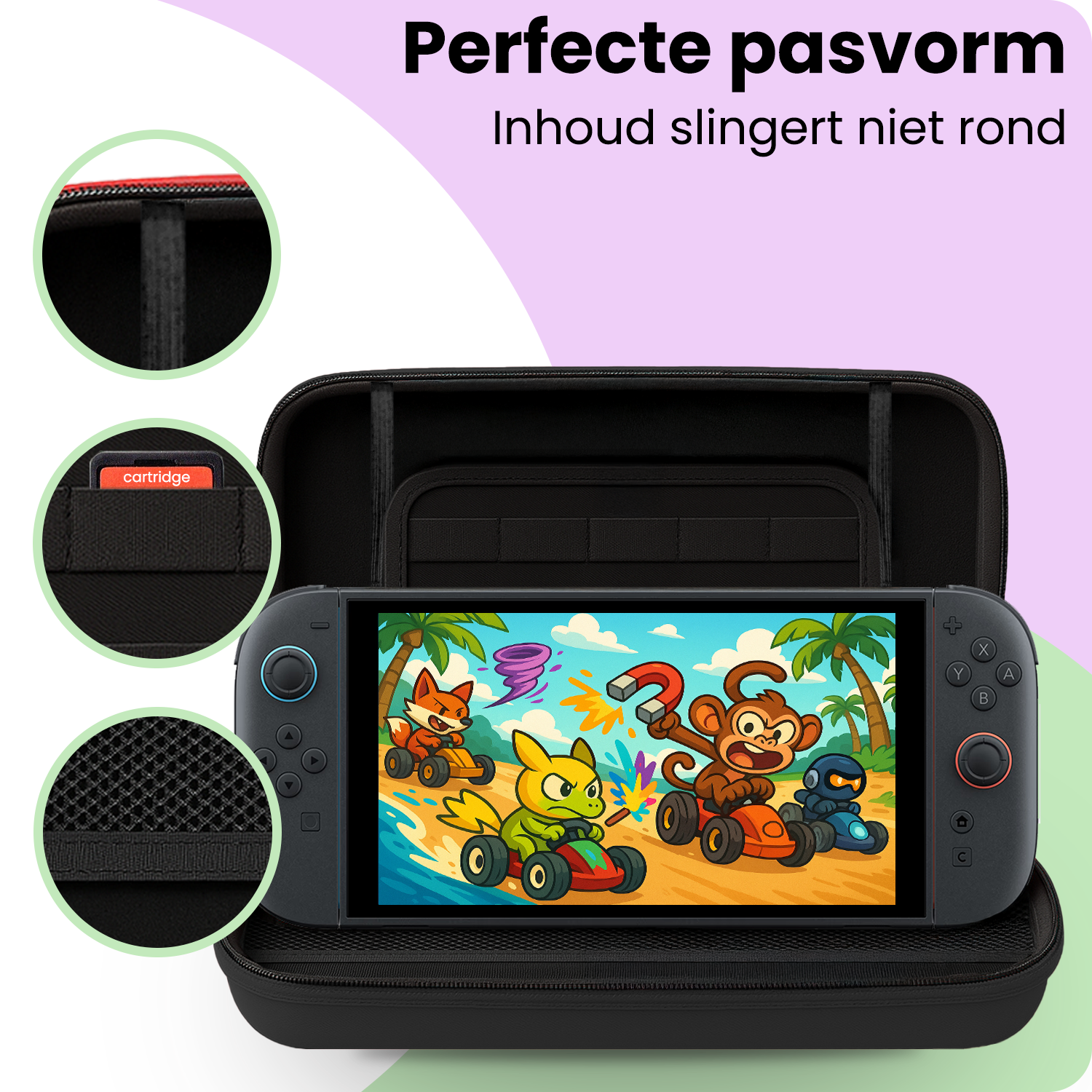 NoXx NoXx Nintendo Switch 2 Hoesje Handvat Met Screenprotector - Zwart