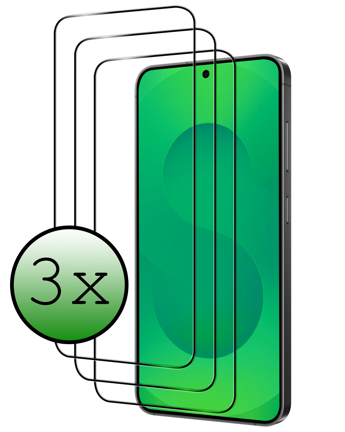 BASEY. BASEY. Samsung Galaxy S25 Edge Screenprotector Glas Full Cover - 3 PACK