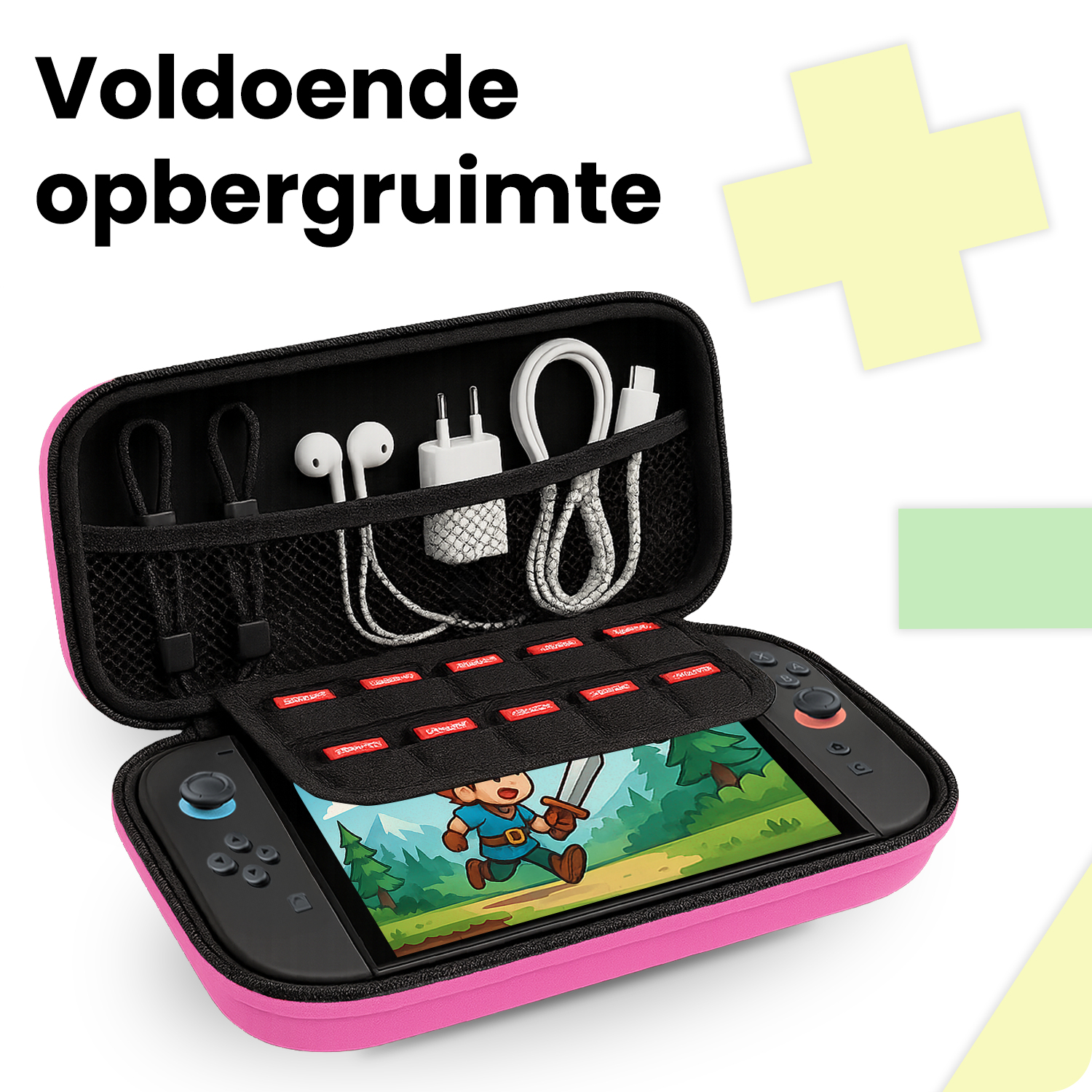 BASEY. BASEY. Nintendo Switch 2 Hoesje Koord Met 2x Screenprotector - Roze