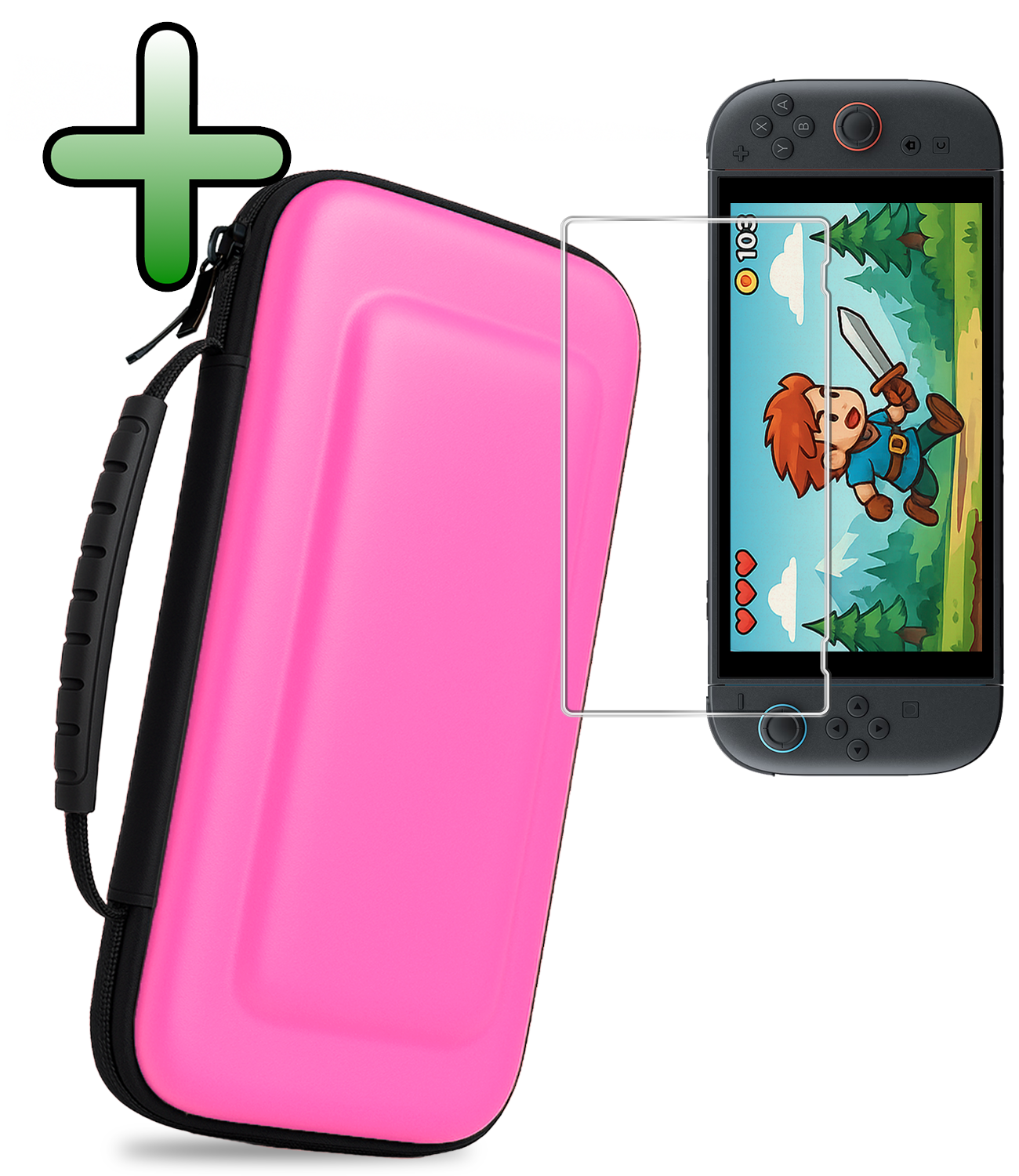 BASEY. BASEY. Nintendo Switch 2 Hoesje Handvat Met Screenprotector - Roze