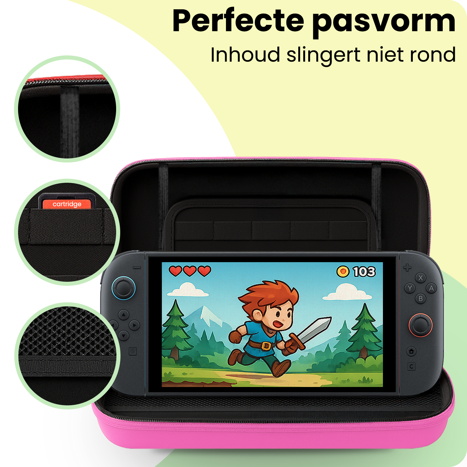 BASEY. BASEY. Nintendo Switch 2 Hoesje Handvat Met 2x Screenprotector - Roze