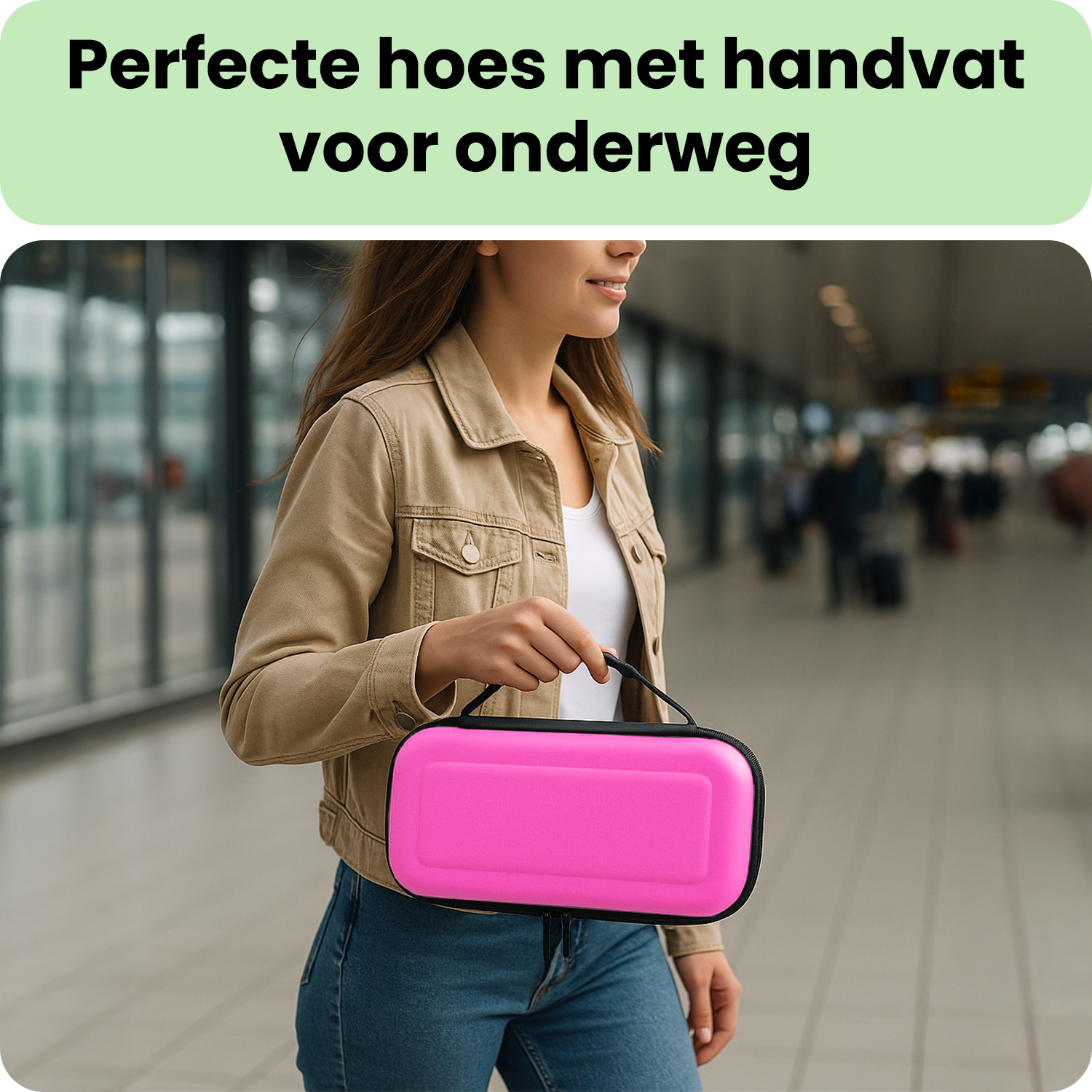 BASEY. BASEY. Nintendo Switch 2 Hoesje Handvat Met 2x Screenprotector - Roze