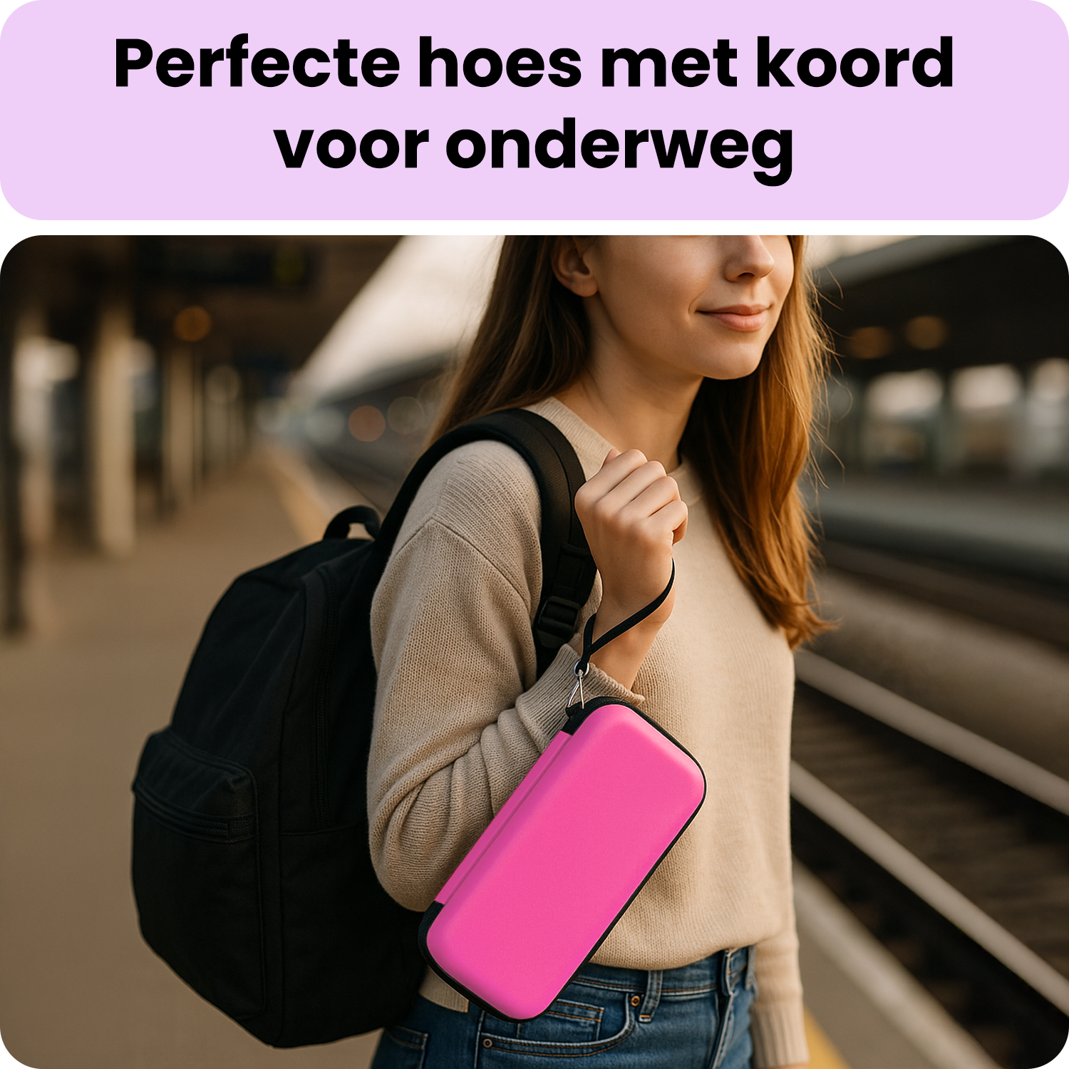 NoXx NoXx Nintendo Switch 2 Hoesje Koord Met 2x Screenprotector - Roze