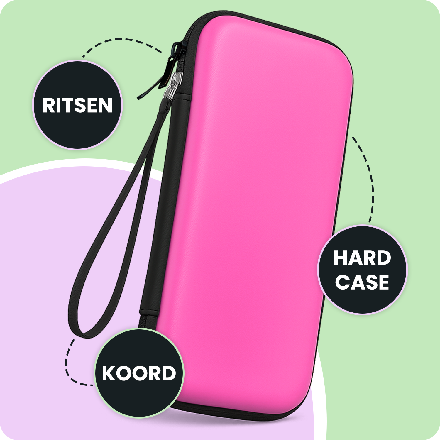 NoXx NoXx Nintendo Switch 2 Hoesje Koord Met 2x Screenprotector - Roze