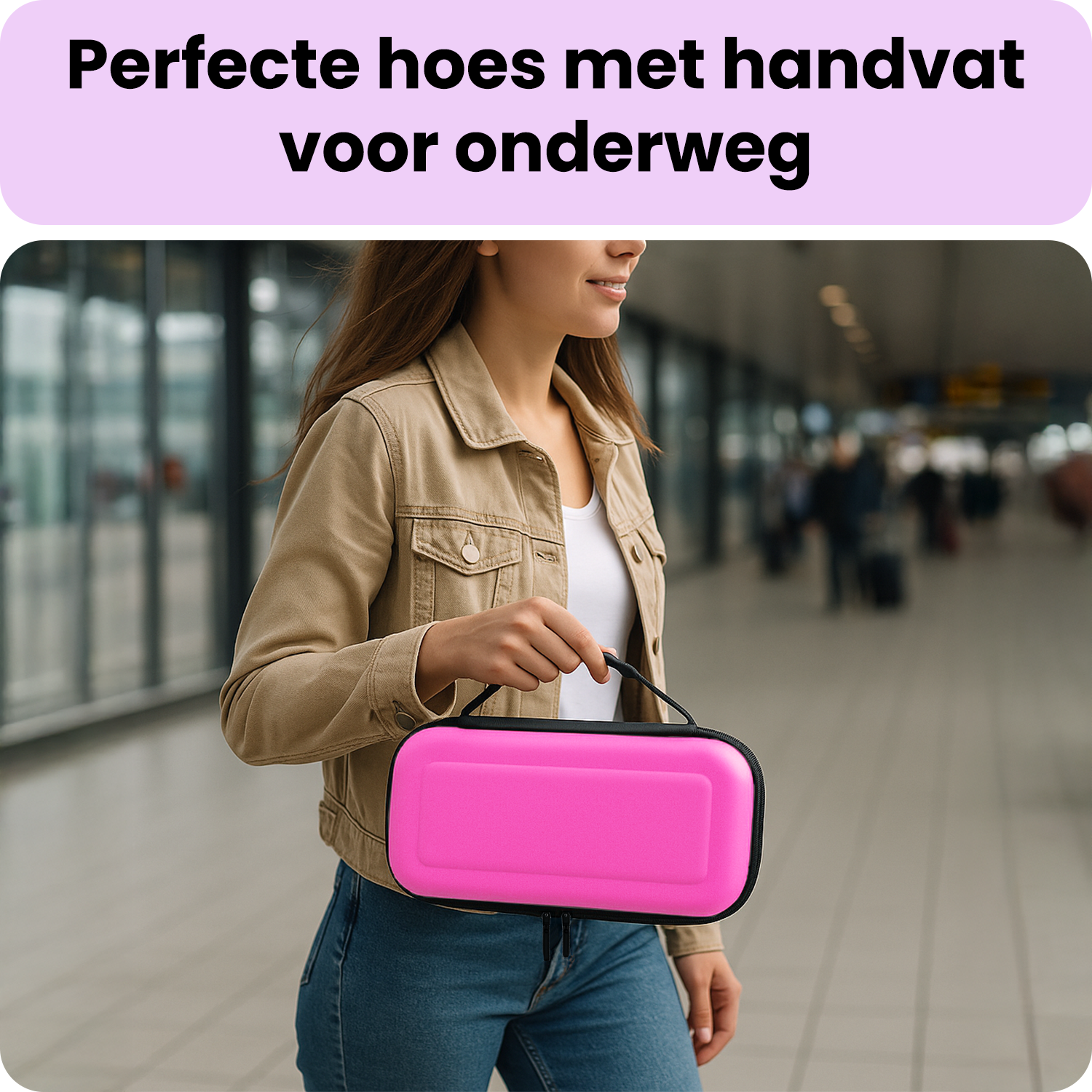 NoXx NoXx Nintendo Switch 2 Hoesje Handvat Met Screenprotector - Roze