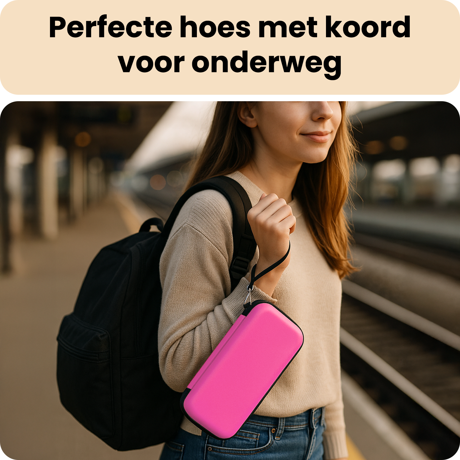 Nomfy Nomfy Nintendo Switch 2 Hoesje Koord Met Screenprotector - Roze