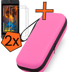 Nomfy Nomfy Nintendo Switch 2 Hoesje Koord Met 2x Screenprotector - Roze