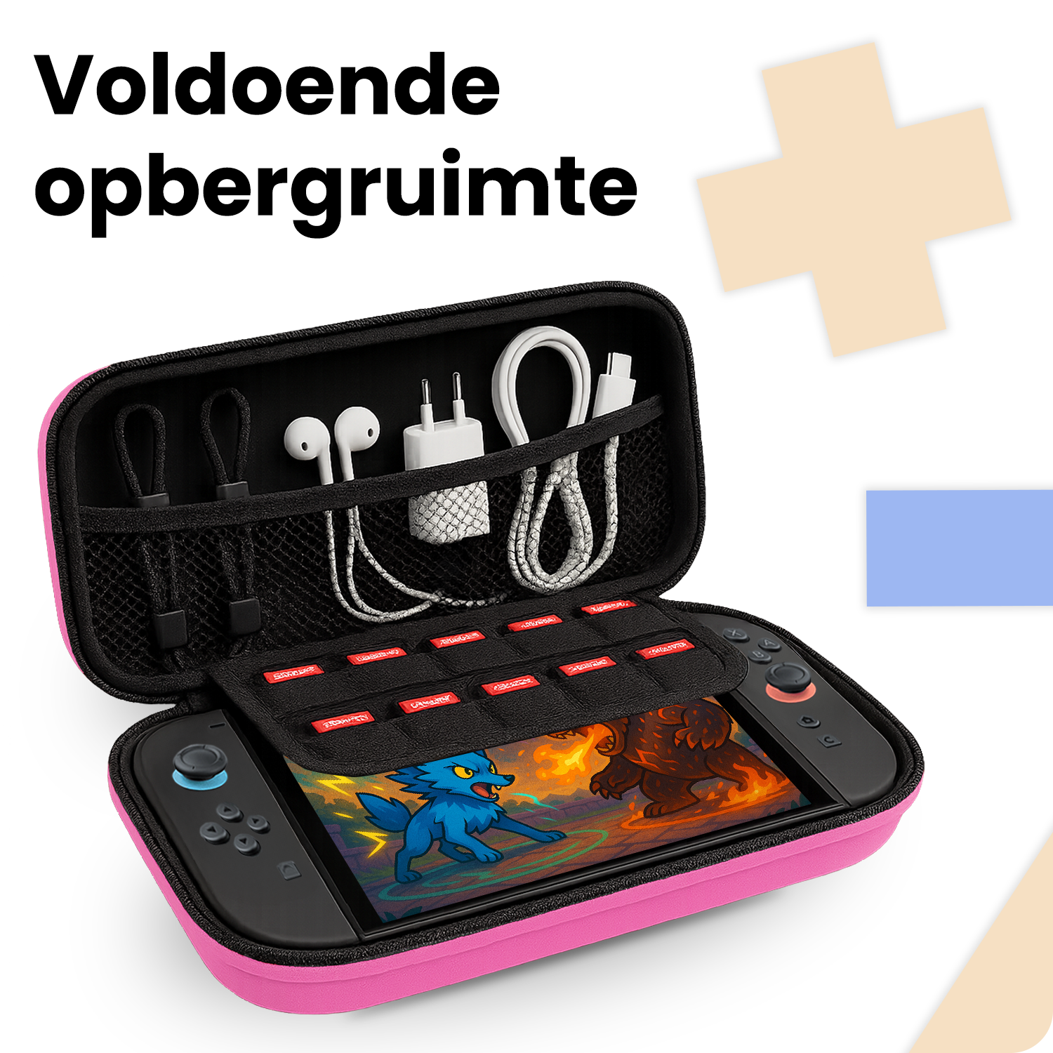 Nomfy Nomfy Nintendo Switch 2 Hoesje Koord Met 2x Screenprotector - Roze