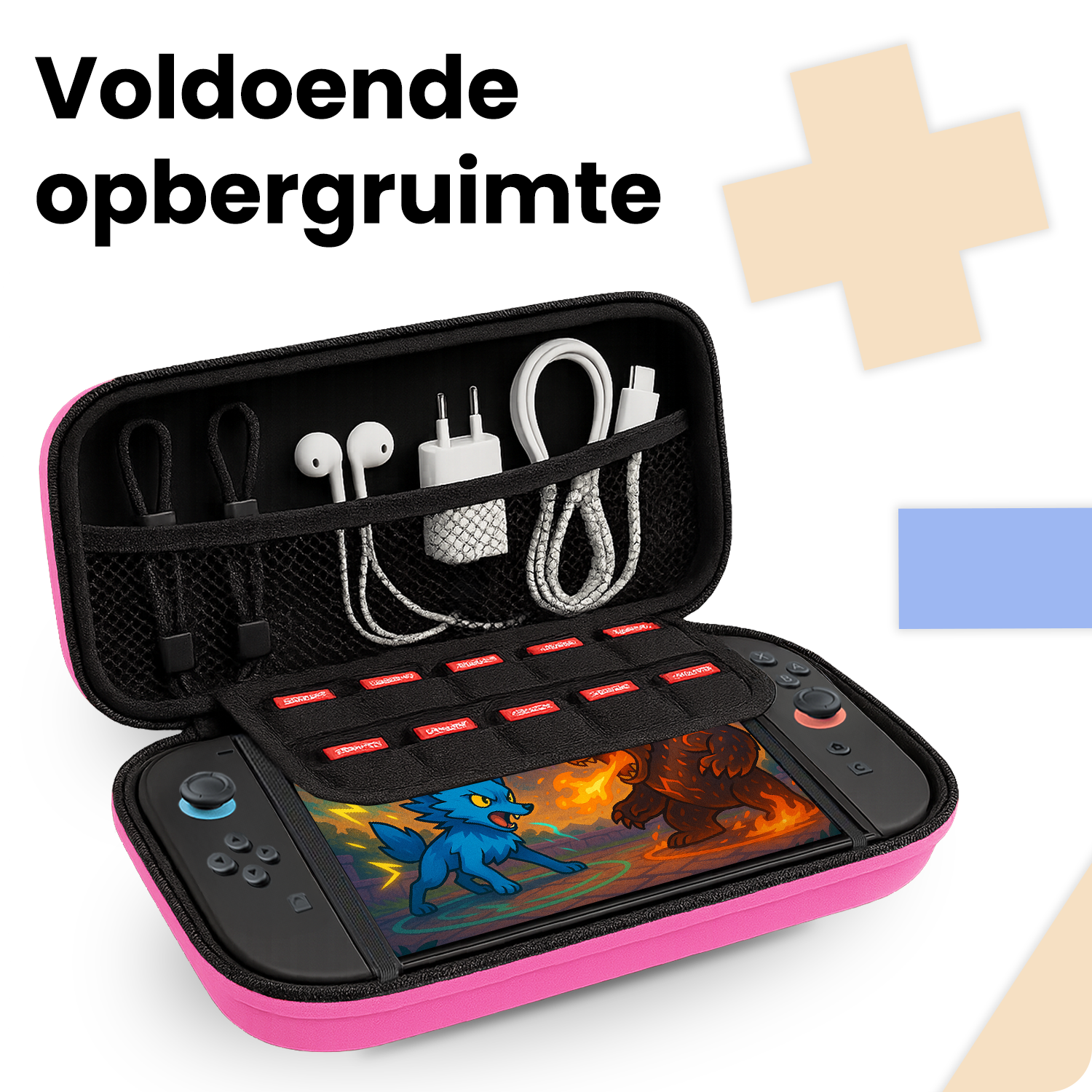 Nomfy Nomfy Nintendo Switch 2 Hoesje Handvat Met 2x Screenprotector - Roze