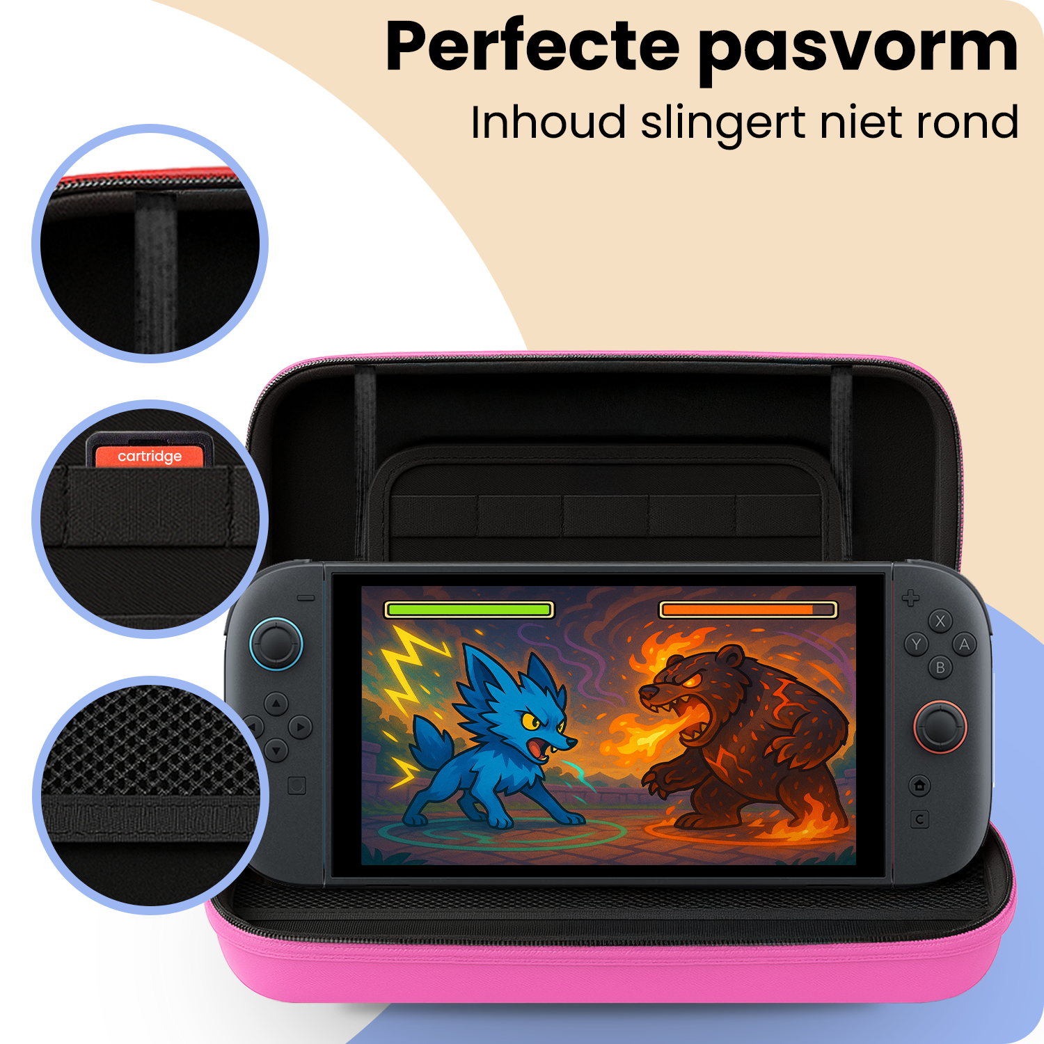 Nomfy Nomfy Nintendo Switch 2 Hoesje Handvat Met 2x Screenprotector - Roze