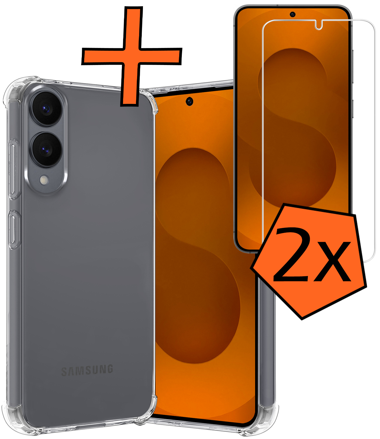 Nomfy Nomfy Samsung Galaxy S25 Edge Hoesje Shockproof Met 2x Screenprotector