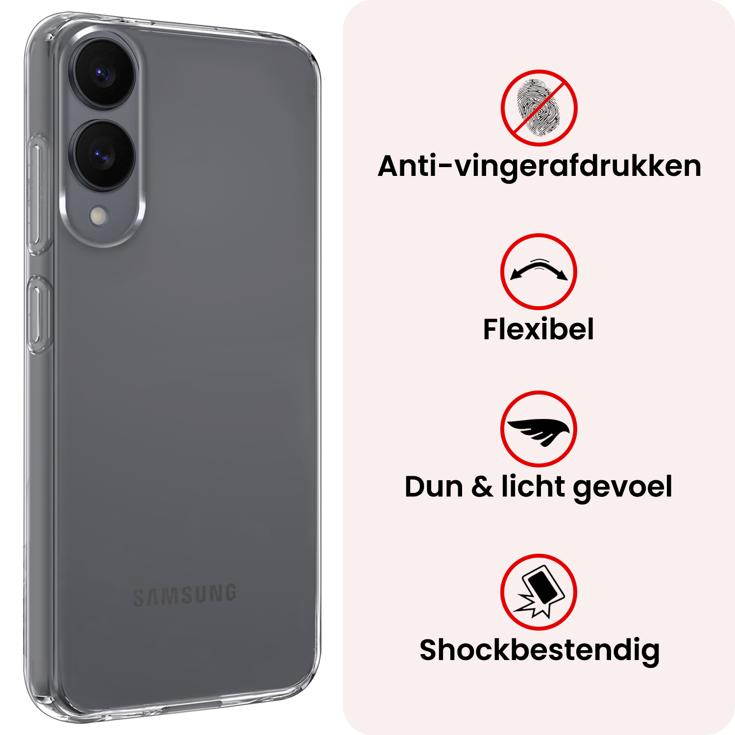 NoXx NoXx Samsung Galaxy S25 Edge Hoesje Siliconen Met Screenprotector - Transparant