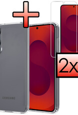 NoXx NoXx Samsung Galaxy S25 Edge Hoesje Siliconen Met 2x Screenprotector - Transparant