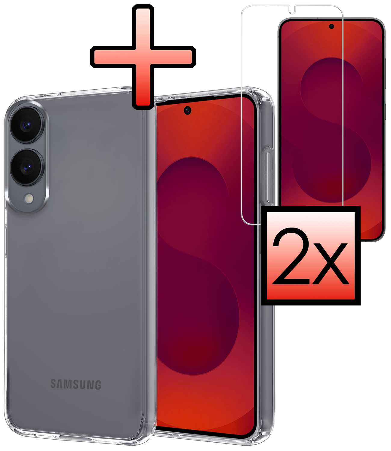 NoXx NoXx Samsung Galaxy S25 Edge Hoesje Siliconen Met 2x Screenprotector - Transparant