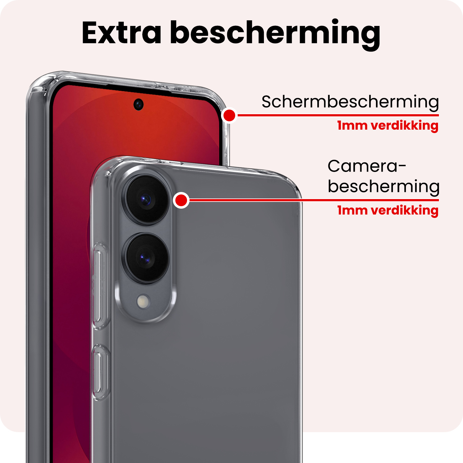 NoXx NoXx Samsung Galaxy S25 Edge Hoesje Siliconen Met 2x Screenprotector - Transparant