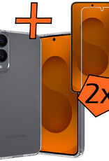Nomfy Nomfy Samsung Galaxy S25 Edge Hoesje Siliconen Met 2x Screenprotector - Transparant