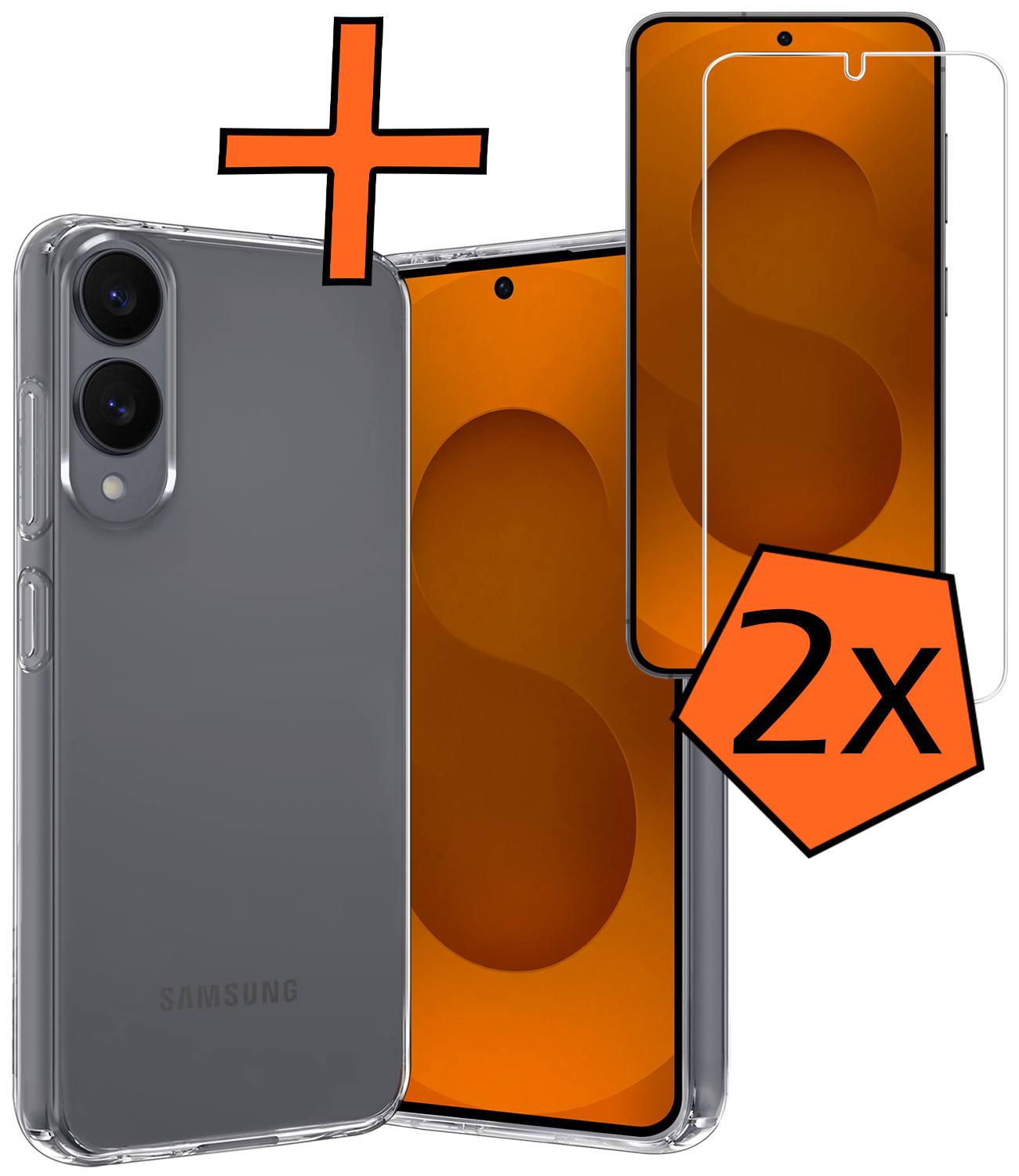 Nomfy Nomfy Samsung Galaxy S25 Edge Hoesje Siliconen Met 2x Screenprotector - Transparant