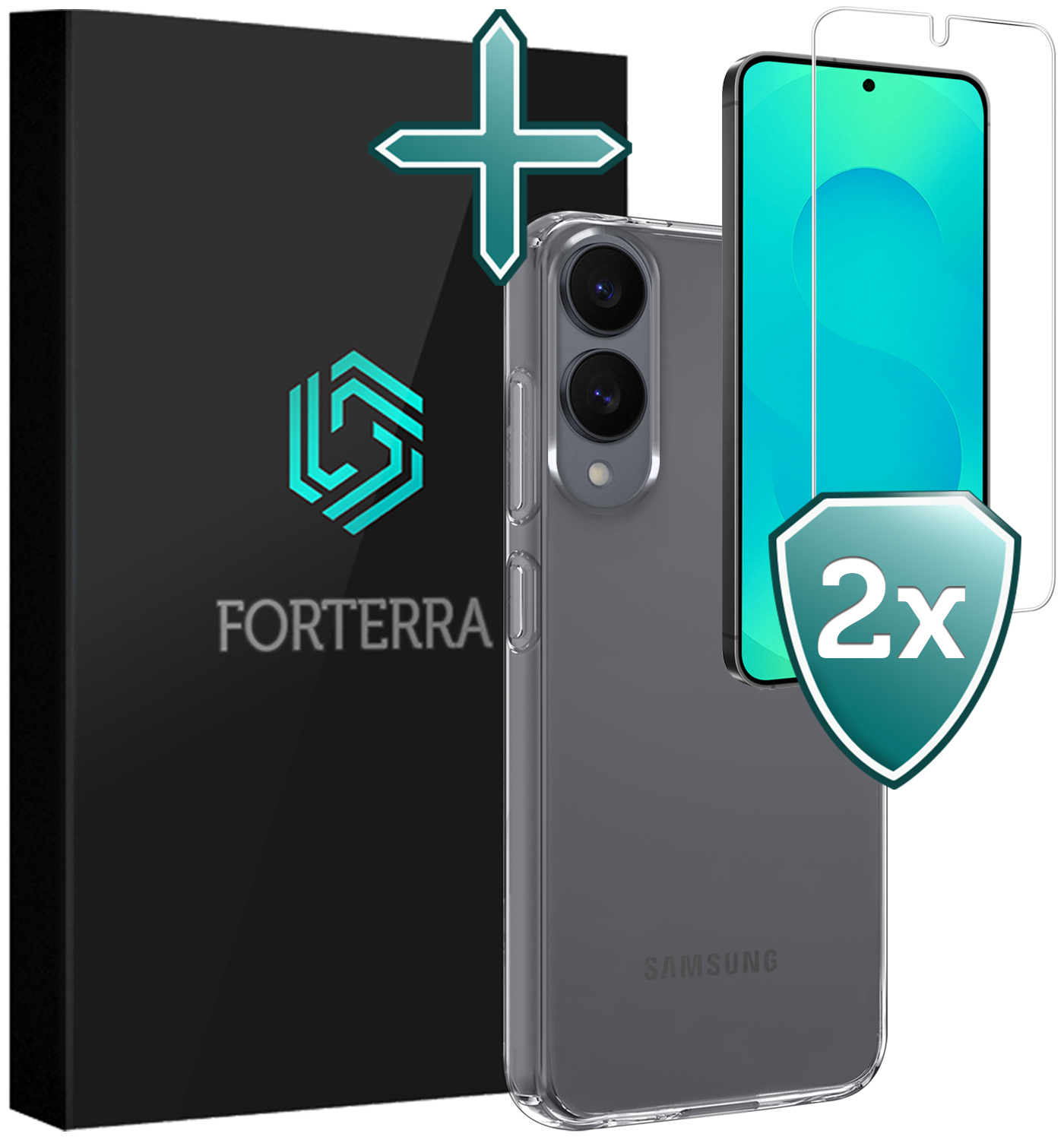 Forterra Forterra Samsung Galaxy S25 Edge Hoesje Siliconen Met 2x Screenprotector - Transparant