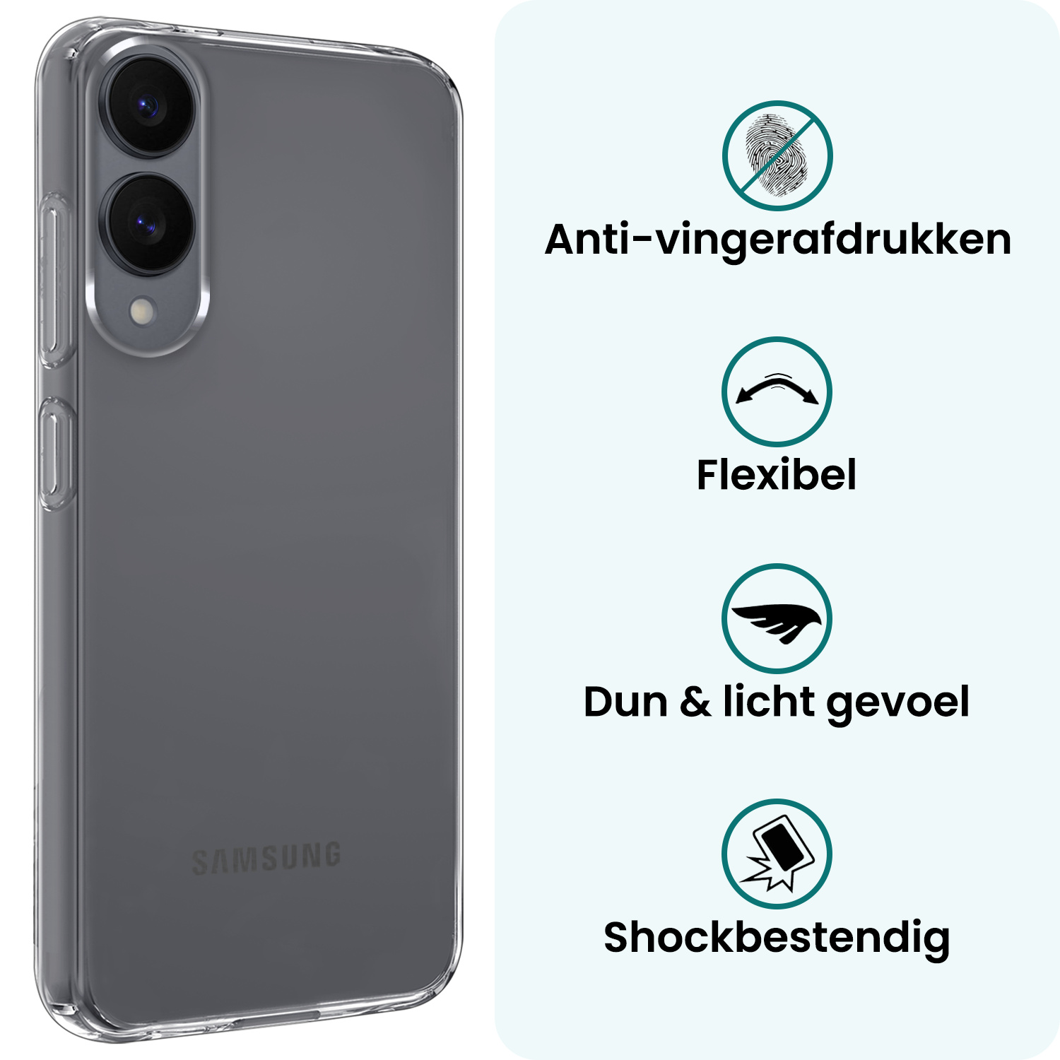 Forterra Forterra Samsung Galaxy S25 Edge Hoesje Siliconen Met 2x Screenprotector - Transparant