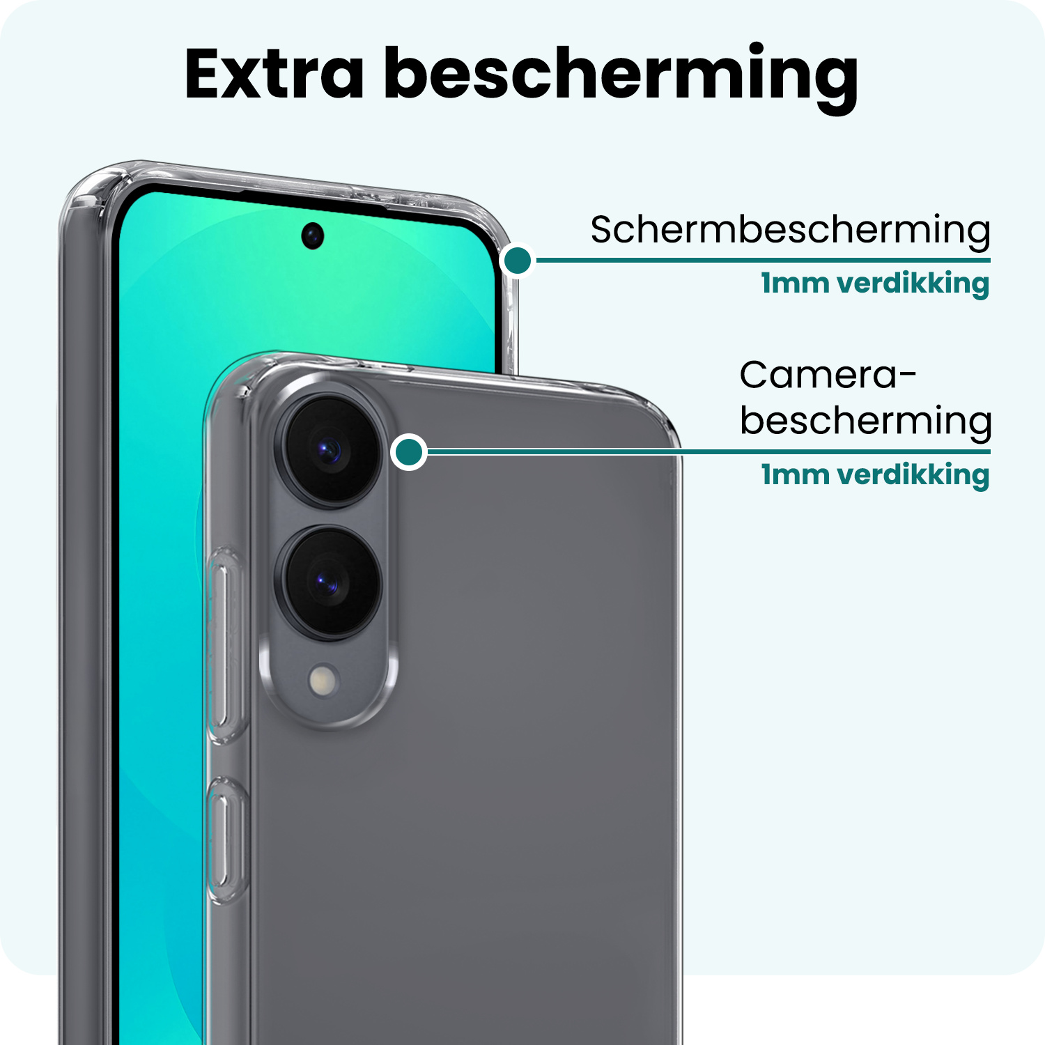 Forterra Forterra Samsung Galaxy S25 Edge Hoesje Siliconen Met 2x Screenprotector - Transparant