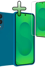 BASEY. BASEY. Samsung Galaxy S25 Edge Hoesje Siliconen Met Screenprotector - Donkerblauw