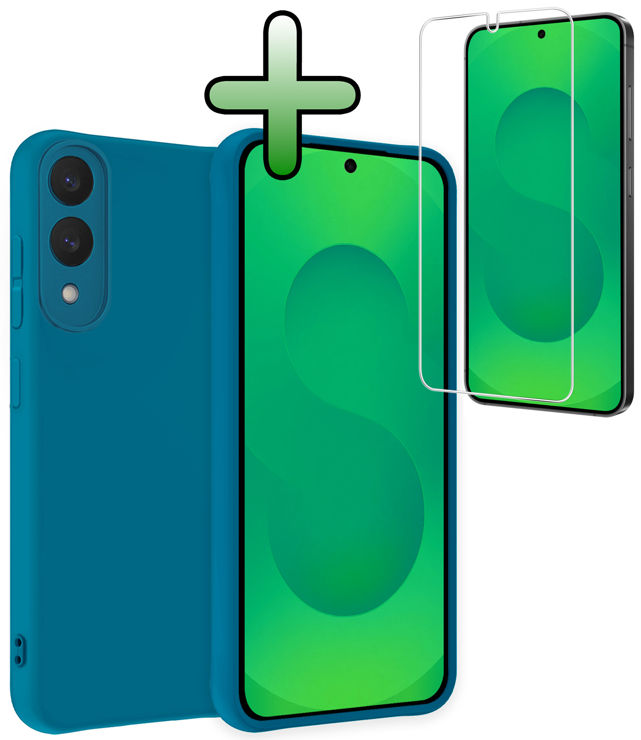 BASEY. BASEY. Samsung Galaxy S25 Edge Hoesje Siliconen Met Screenprotector - Donkerblauw