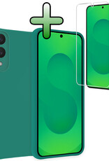 BASEY. BASEY. Samsung Galaxy S25 Edge Hoesje Siliconen Met Screenprotector - Donkergroen