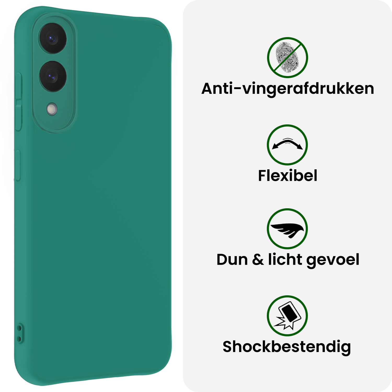 BASEY. BASEY. Samsung Galaxy S25 Edge Hoesje Siliconen Met Screenprotector - Donkergroen
