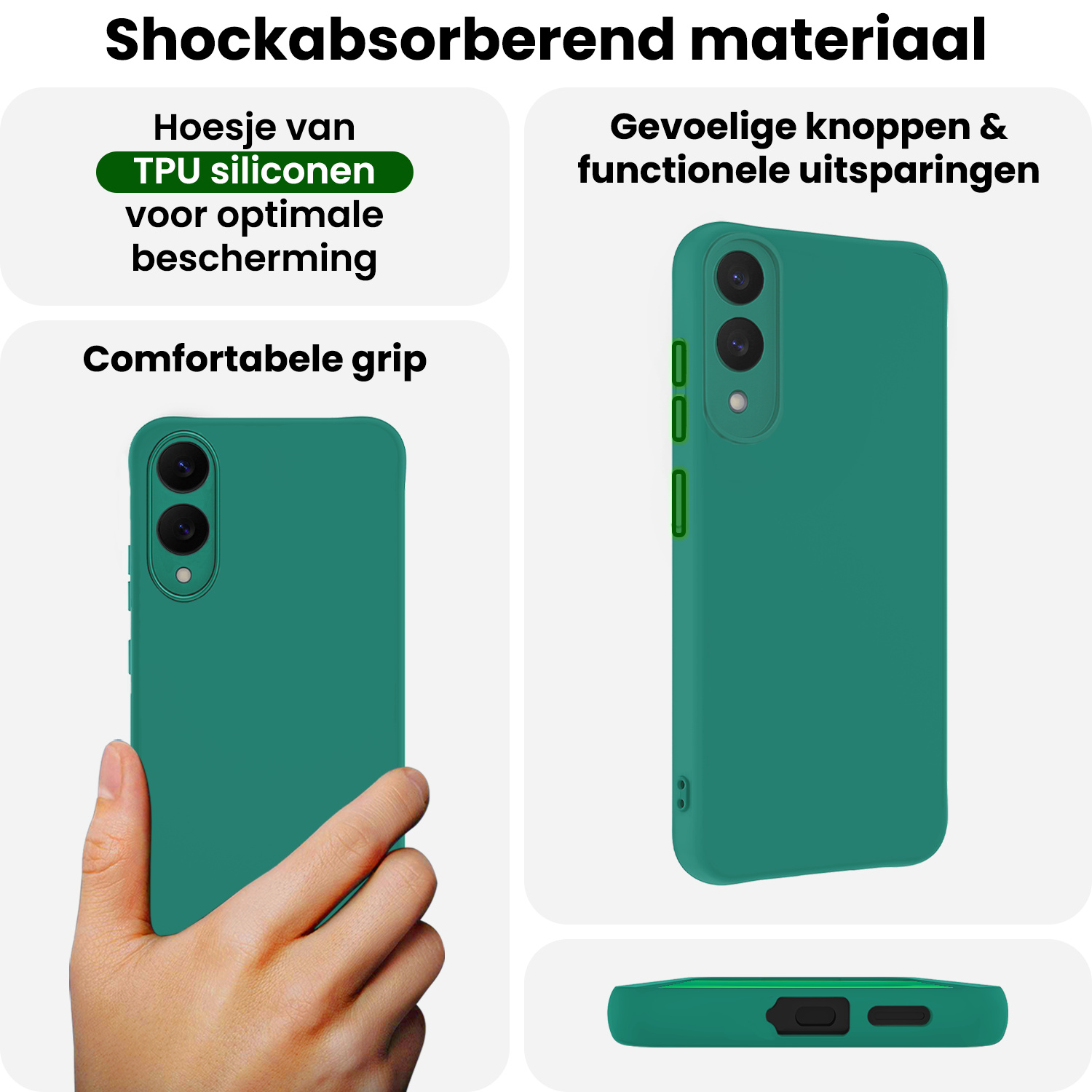 BASEY. BASEY. Samsung Galaxy S25 Edge Hoesje Siliconen Met Screenprotector - Donkergroen