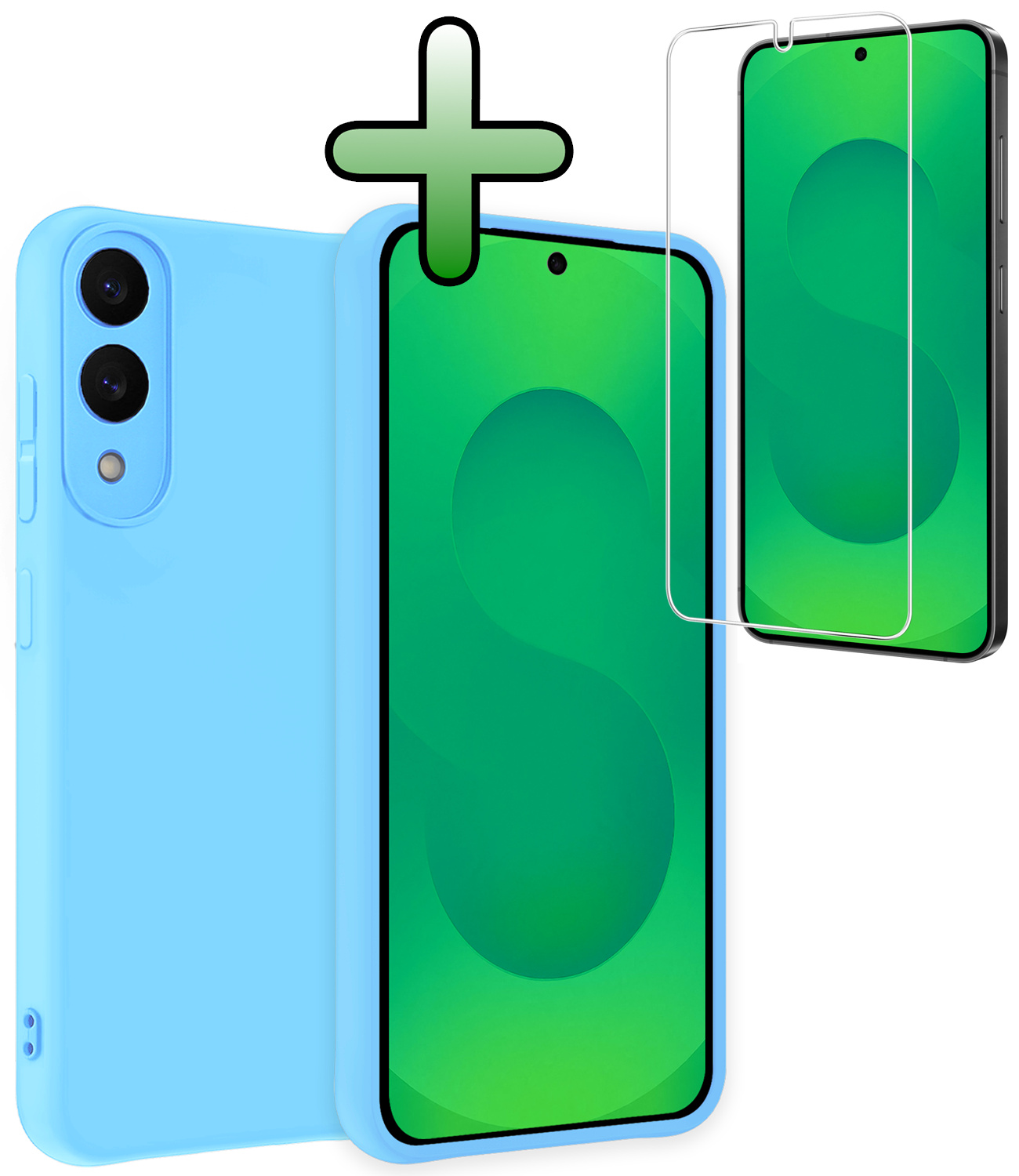 BASEY. BASEY. Samsung Galaxy S25 Edge Hoesje Siliconen Met Screenprotector - Lichtblauw