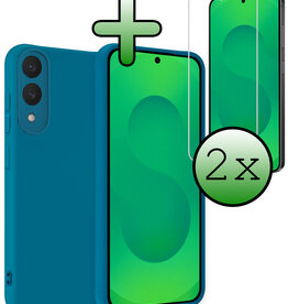 BASEY. BASEY. Samsung Galaxy S25 Edge Hoesje Siliconen Met 2x Screenprotector - Donkerblauw