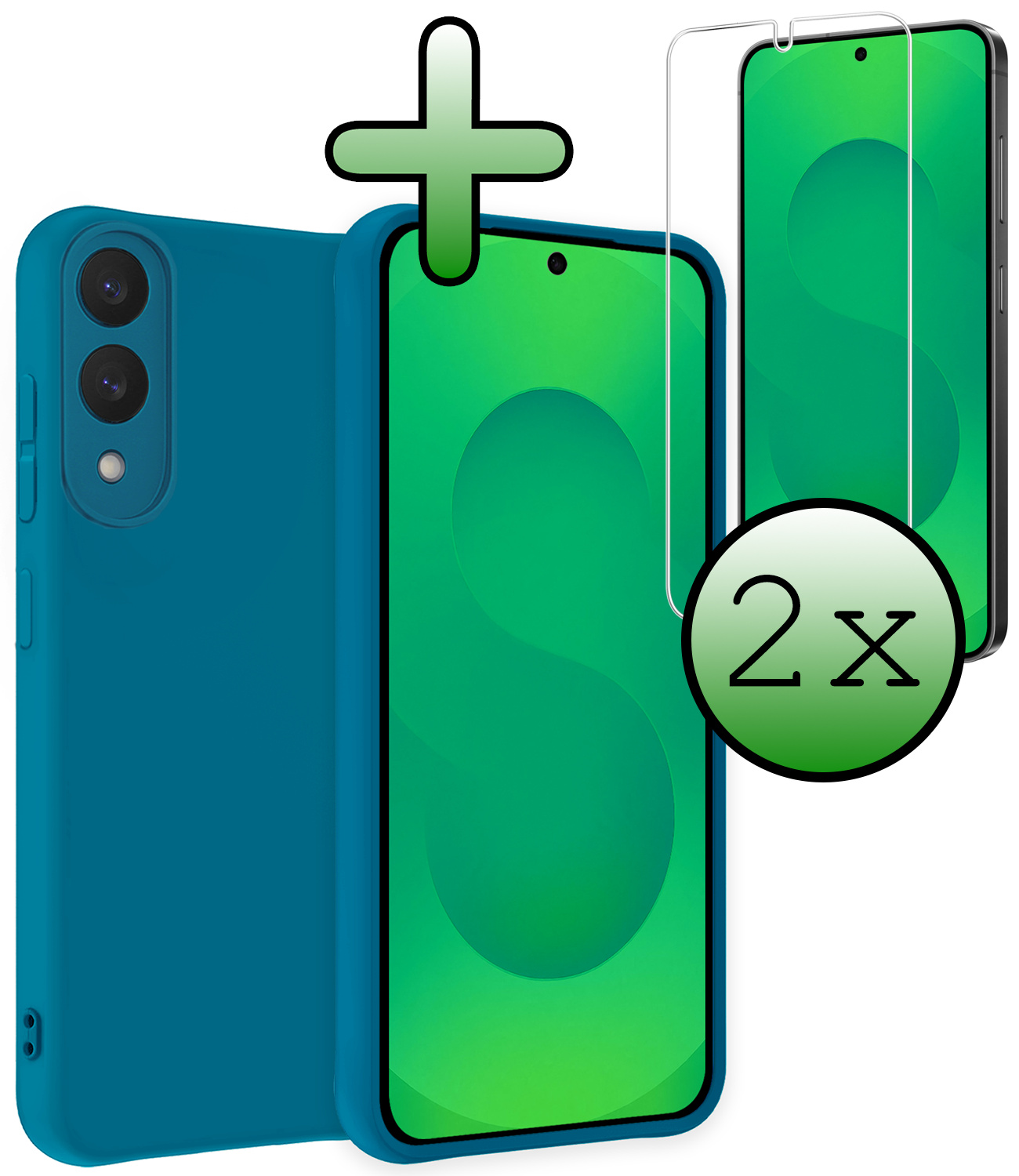 BASEY. BASEY. Samsung Galaxy S25 Edge Hoesje Siliconen Met 2x Screenprotector - Donkerblauw