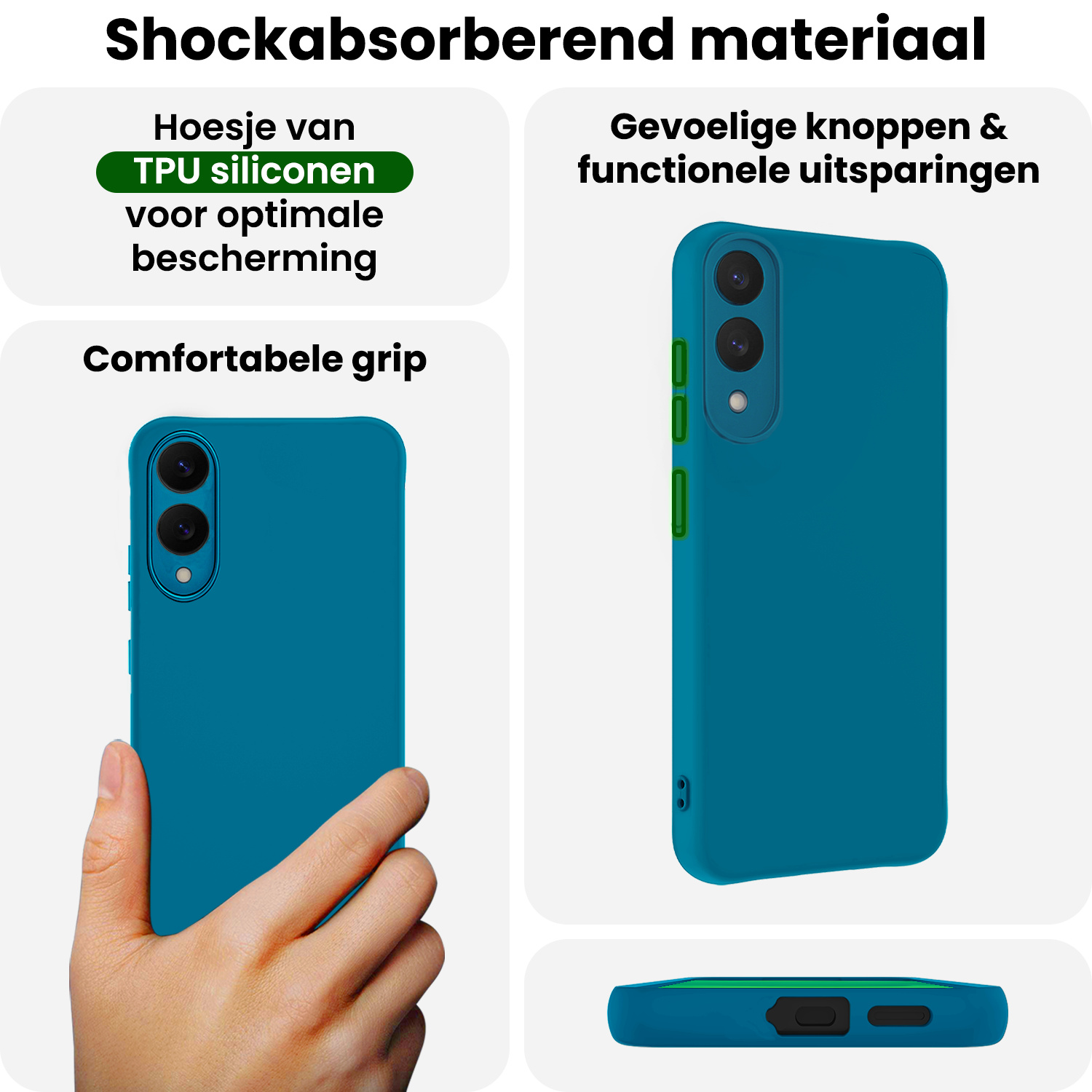 BASEY. BASEY. Samsung Galaxy S25 Edge Hoesje Siliconen Met 2x Screenprotector - Donkerblauw