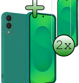 BASEY. BASEY. Samsung Galaxy S25 Edge Hoesje Siliconen Met 2x Screenprotector - Donkergroen